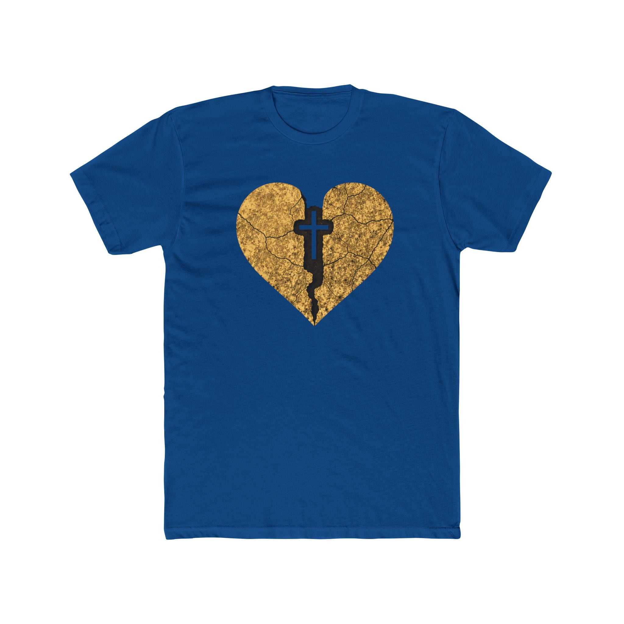 Cracked Gold Heart with Cross T-Shirt | Christian Faith Tee
