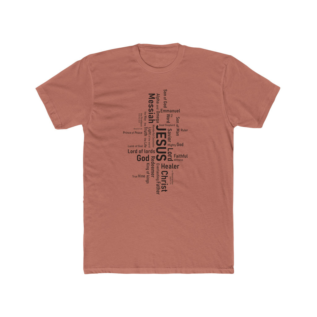 Mens Christian Jesus Word Cloud T-Shirt — Faith-Based Cross Tee