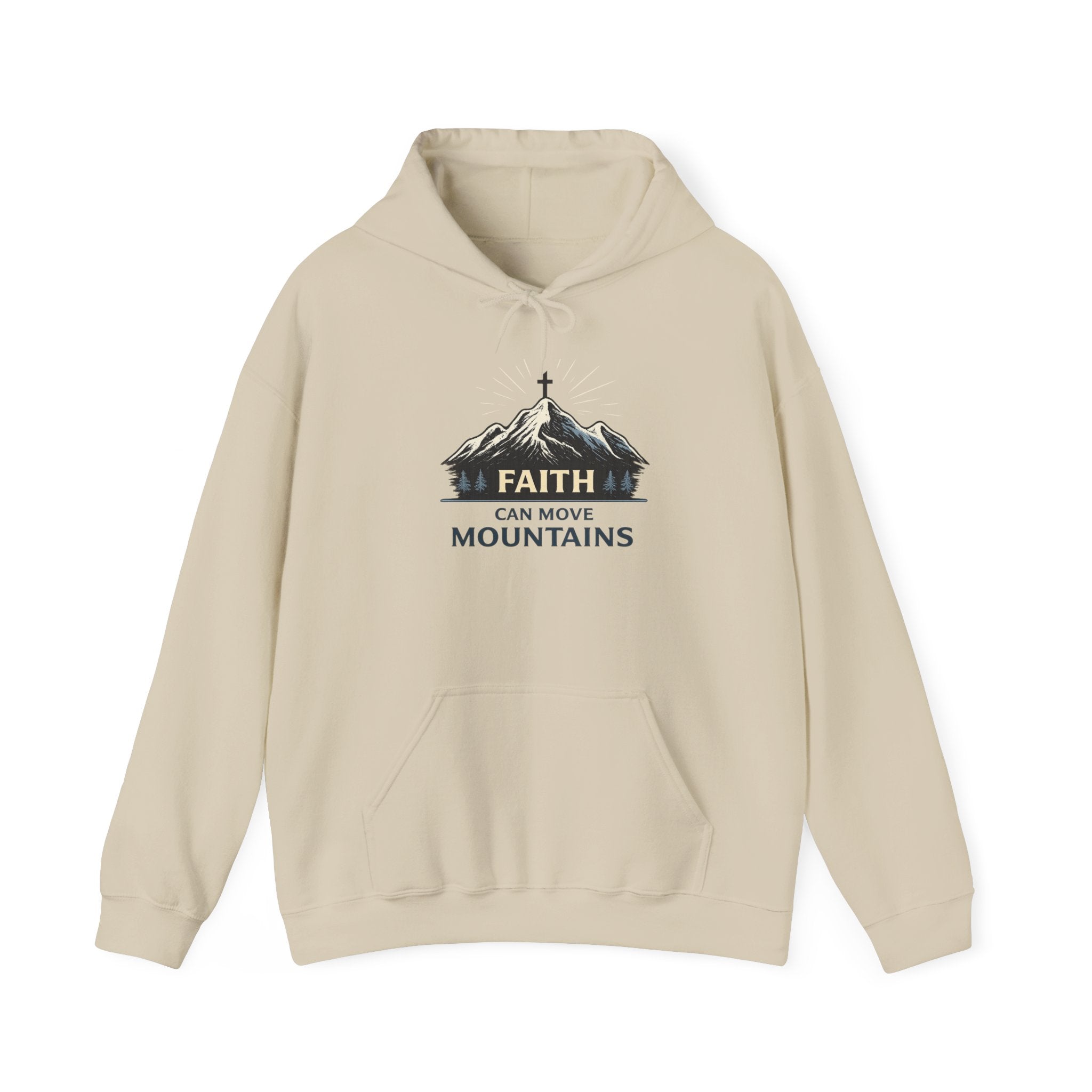 Mens Heavy Blend™ 'Faith Can Move Mountains" Hooded Sweatshirt