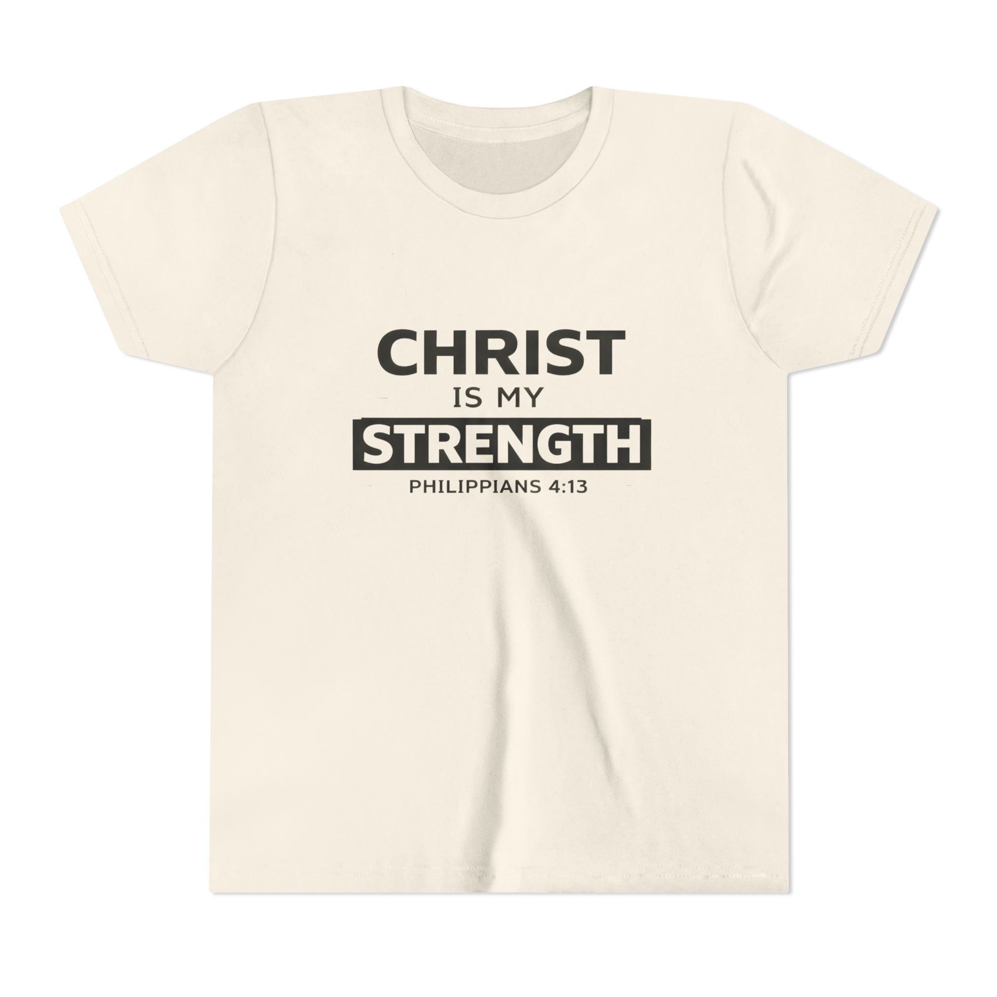 Boys Youth Tee - "Christ Is My Strength" Philippians 4:13 Christian Kids Shirt