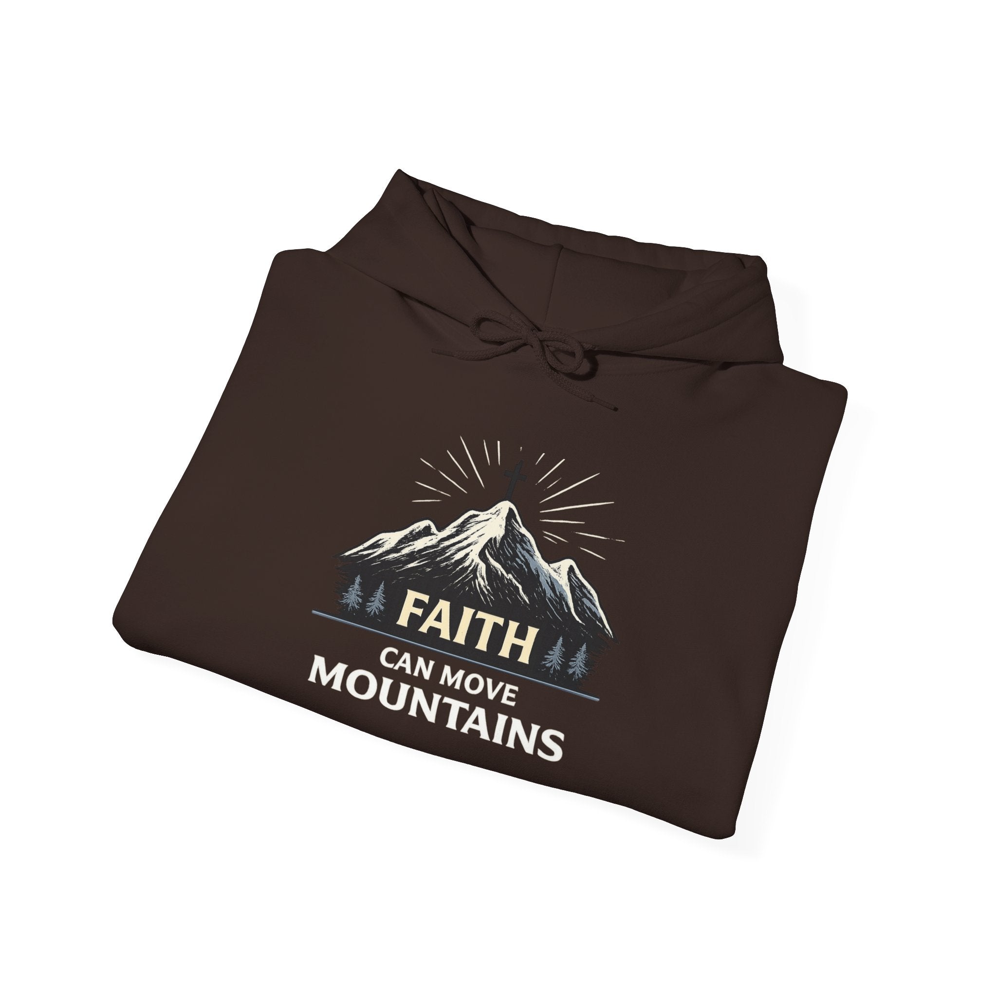 Mens Heavy Blend™ 'Faith Can Move Mountains" Hooded Sweatshirt