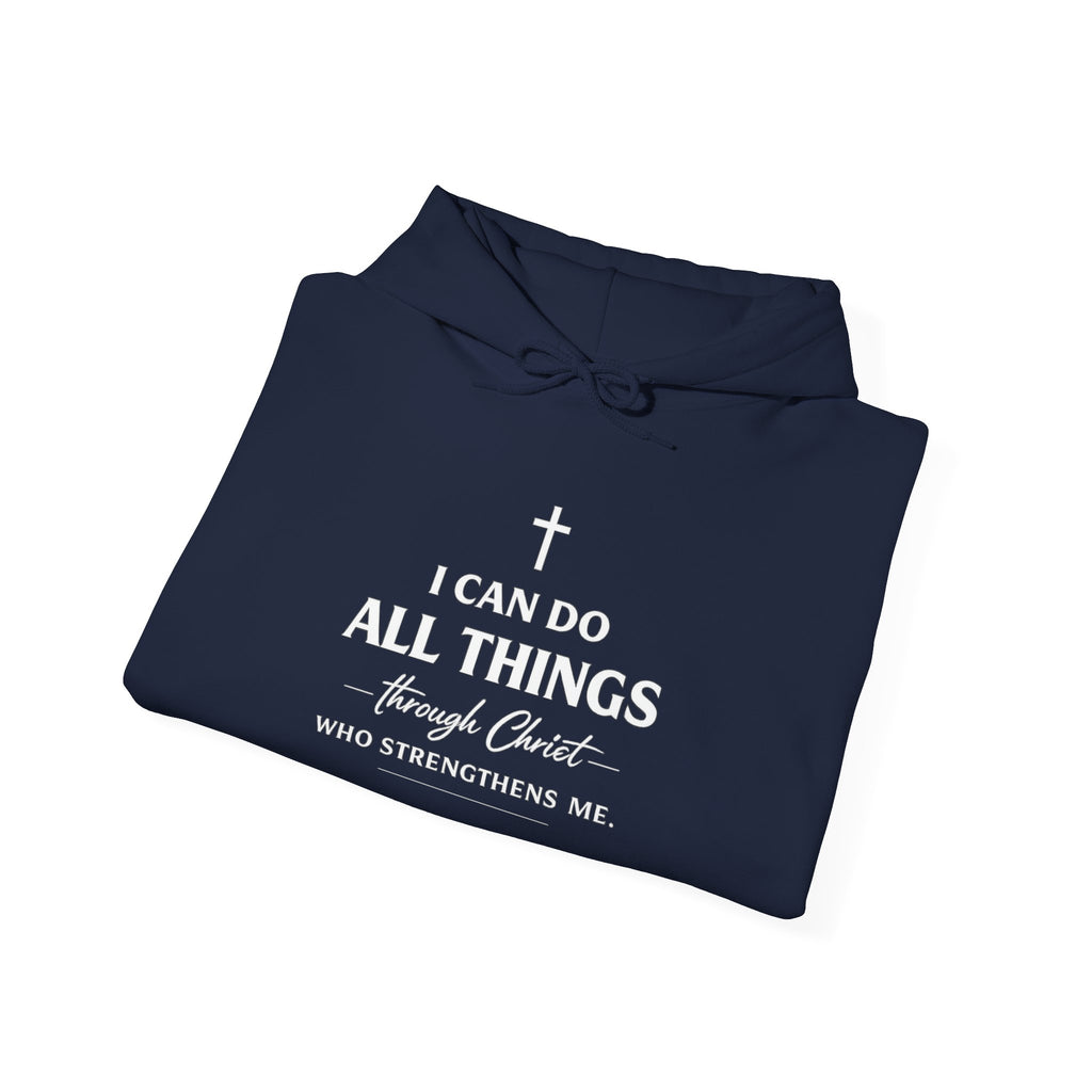 Womens Christian Faith Hoodie — “I Can Do All Things Through Christ” Inspirational Pullover