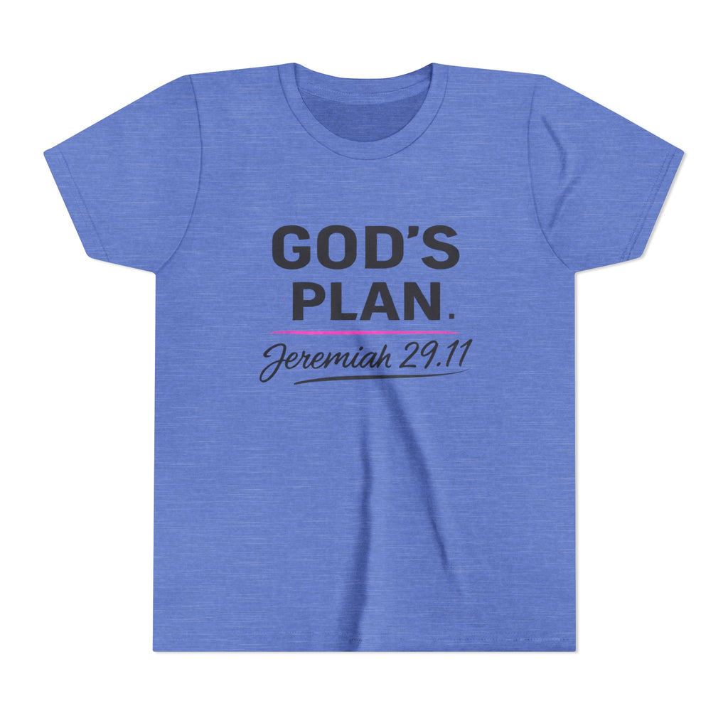 Girls Youth Tee — "God's Plan" Jeremiah 29:11 Christian Faith T-shirt