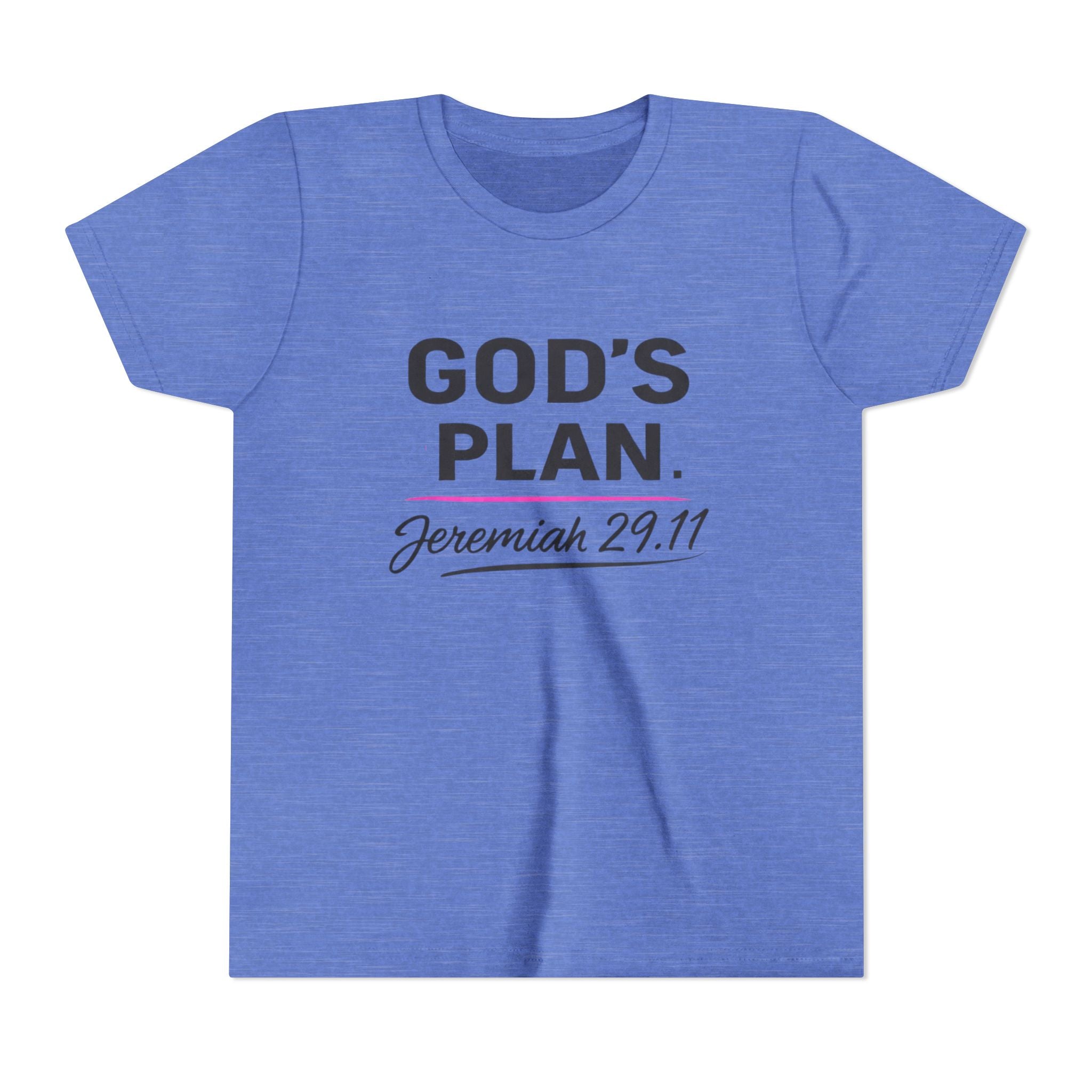 Girls Youth Tee — "God's Plan" Jeremiah 29:11 Christian Faith T-shirt