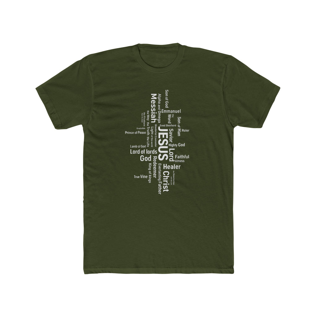 Mens Christian Jesus Word Cloud T-Shirt — Faith-Based Cross Tee