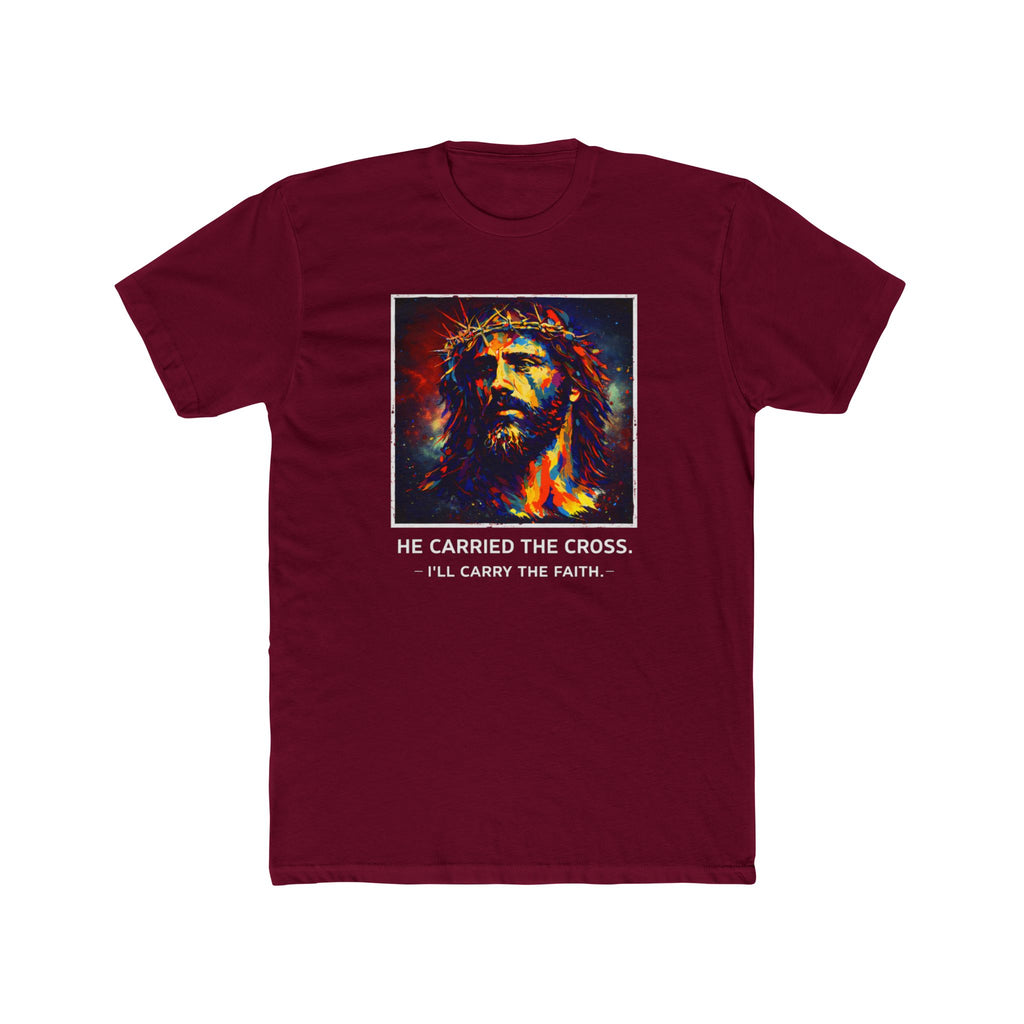 Mens 'He Carried the Cross, I'll Carry the Faith' Graphic Tee