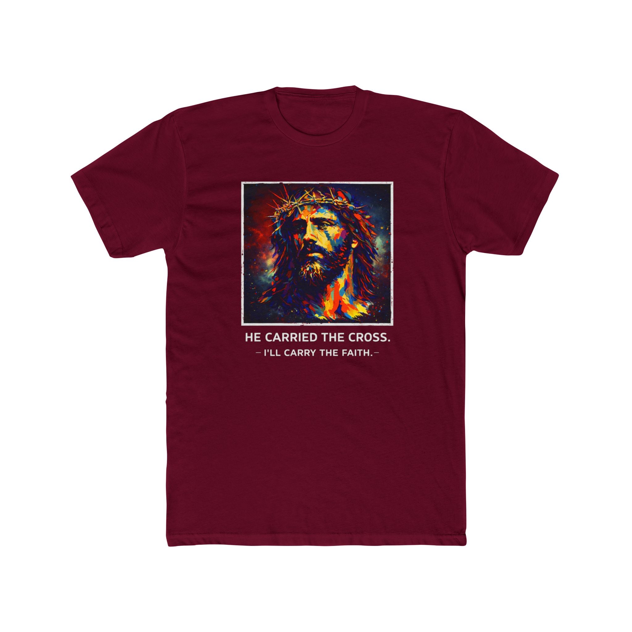 Mens 'He Carried the Cross, I'll Carry the Faith' Graphic Tee