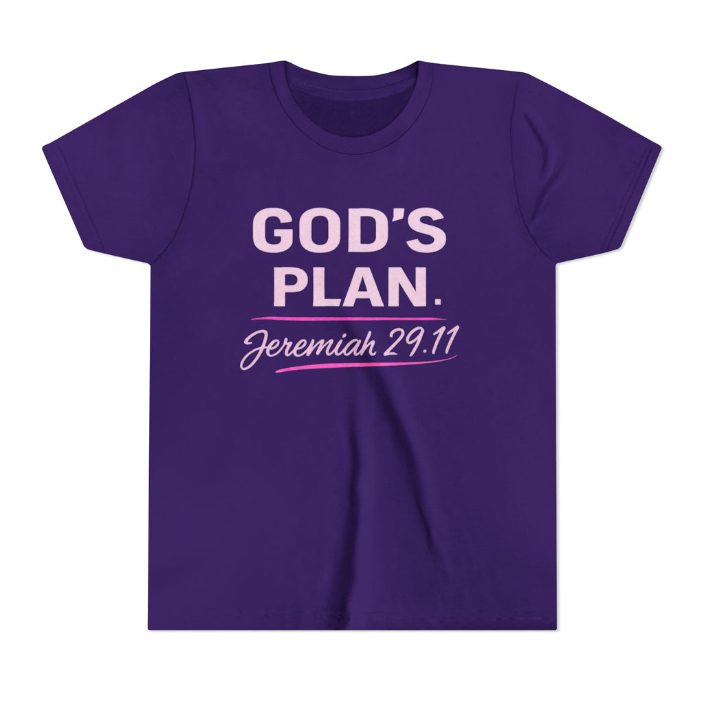 Girls Youth Tee — "God's Plan" Jeremiah 29:11 Christian Faith T-shirt