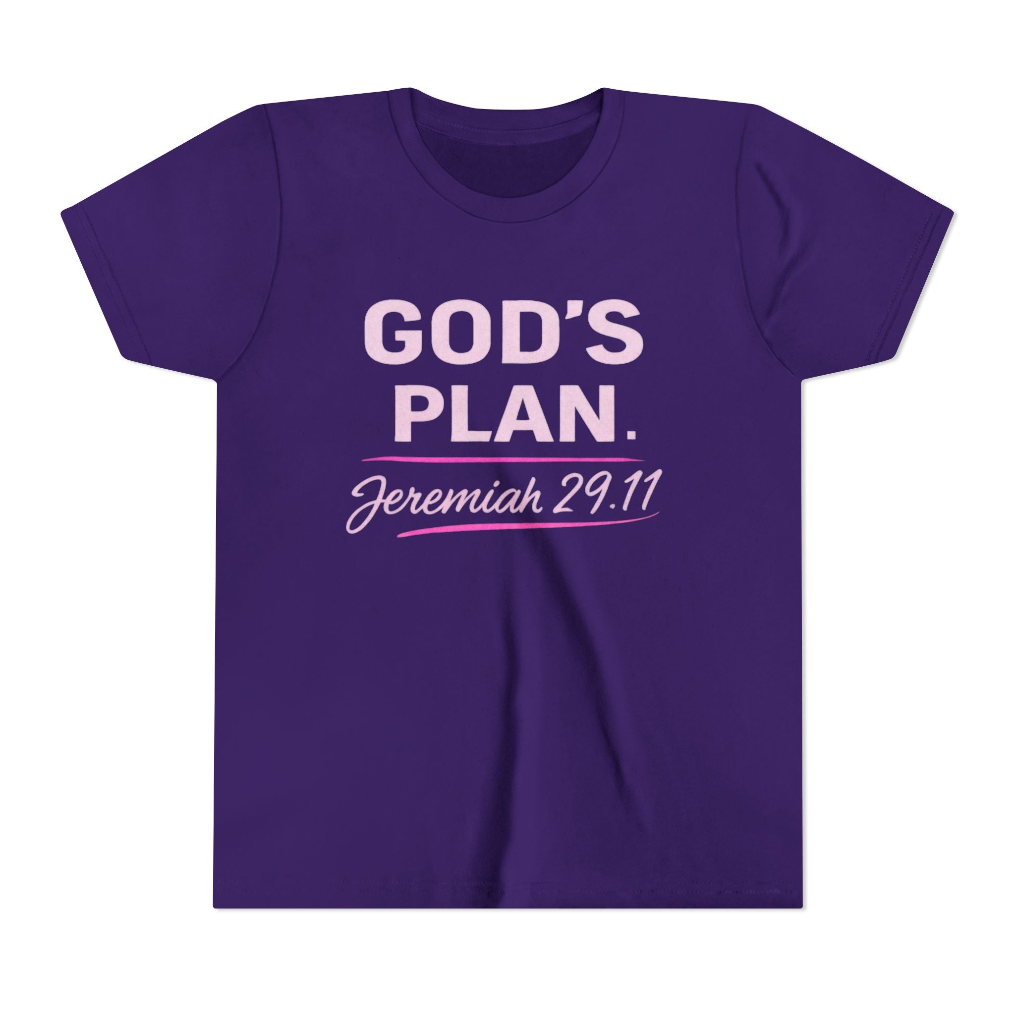 Girls Youth Tee — "God's Plan" Jeremiah 29:11 Christian Faith T-shirt
