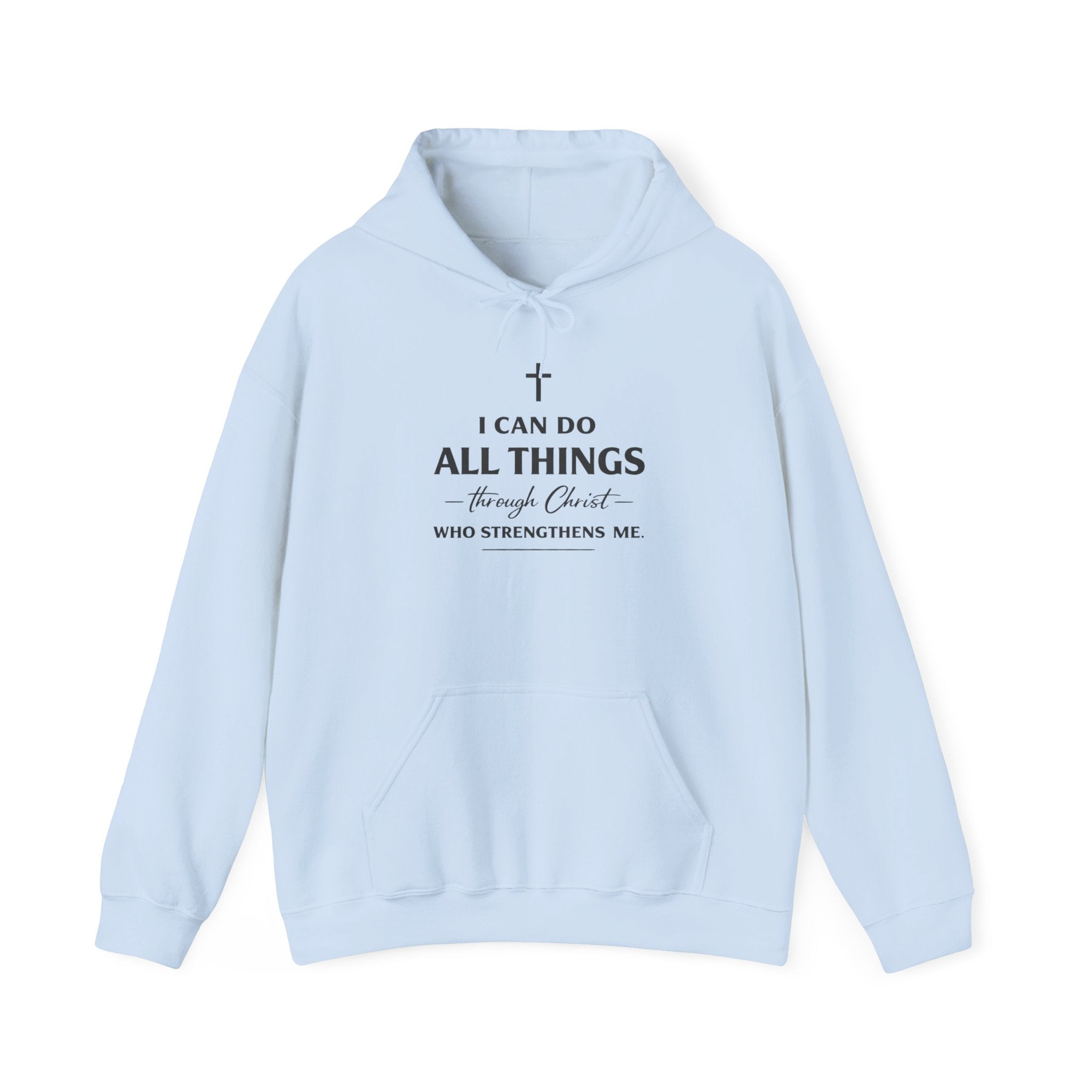 Womens Christian Faith Hoodie — “I Can Do All Things Through Christ” Inspirational Pullover