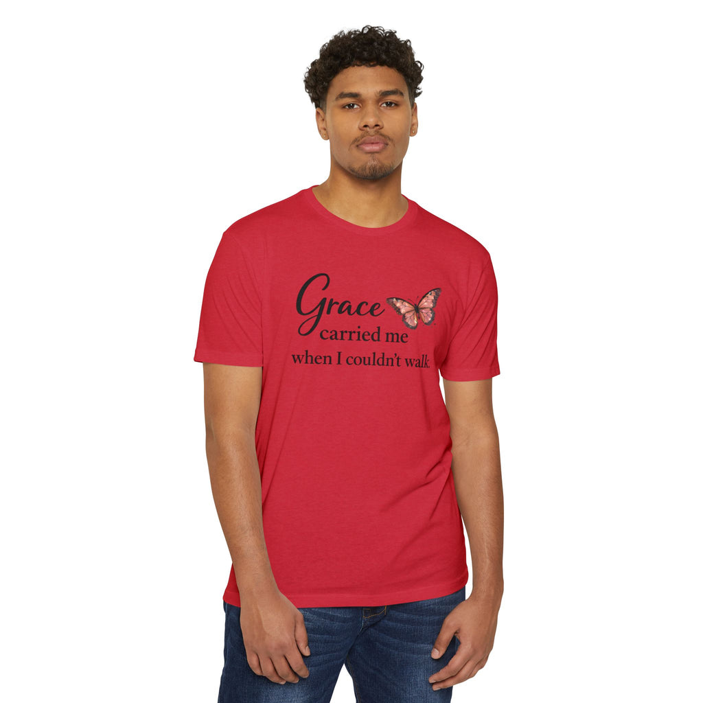 Grace Carried Me T-Shirt — Inspirational Butterfly Faith Tee