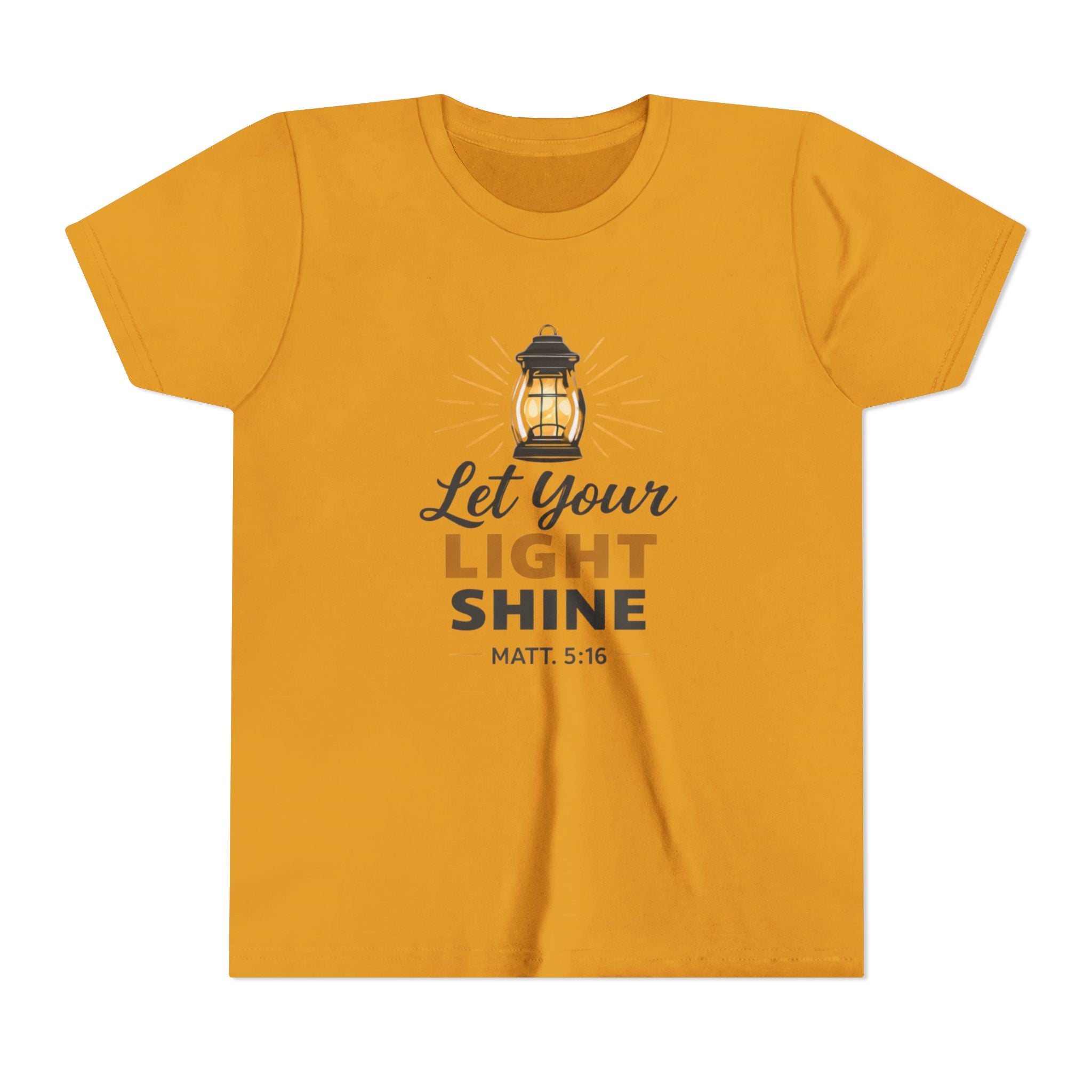 Girls Youth Tee — "Let Your Light Shine" Christian Lantern Shirt (Matt. 5:16)
