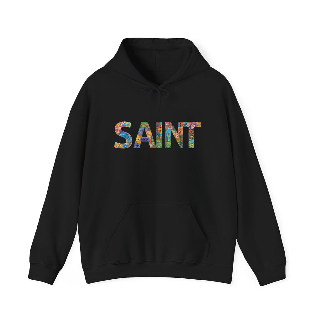 Womens Saint Floral Hoodie — Colorful 'SAINT' Graphic Pullover