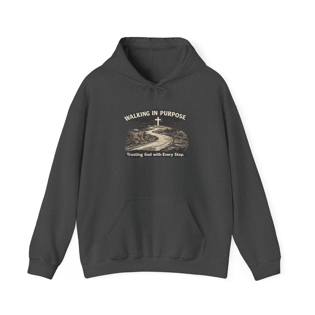 Walking in Purpose Hoodie — Christian Faith Quote Pullover (‘Trusting God with Every Step’)