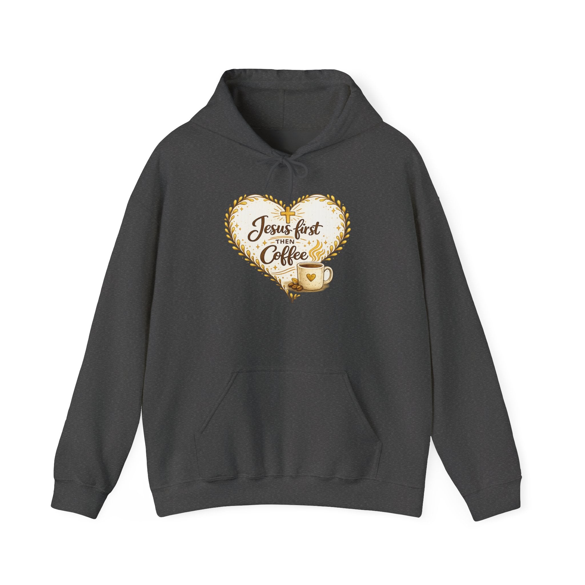 Womens Jesus First Coffee Hoodie – Christian Faith & Coffee Heart Design