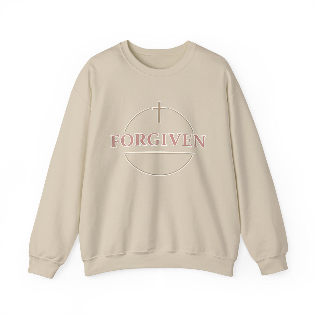 Womens Forgiven Crewneck Sweatshirt — Christian Faith Cross Pullover