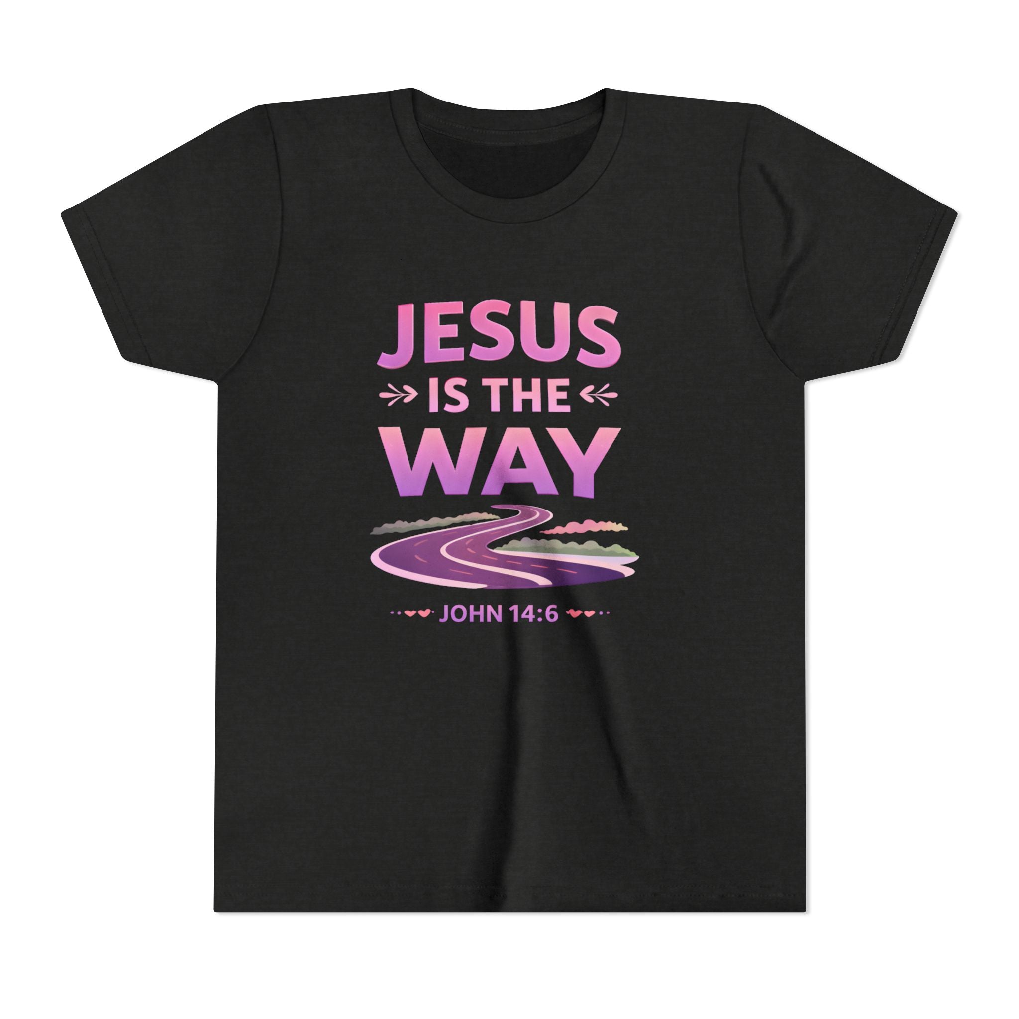 Girls Youth Tee — "Jesus Is The Way" Christian Kids T-Shirt (John 14:6)