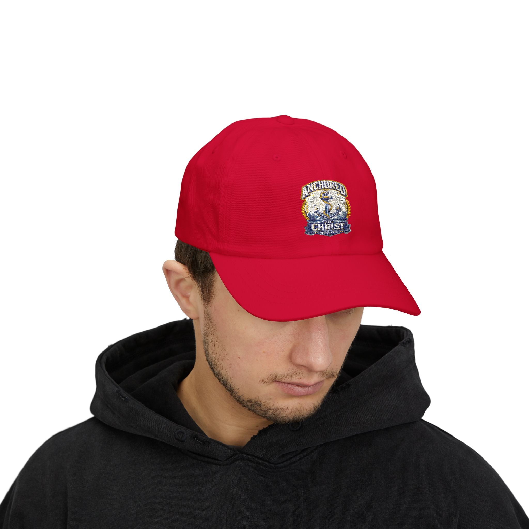 Anchored in Christ Dad Cap — Christian Anchor Baseball Hat