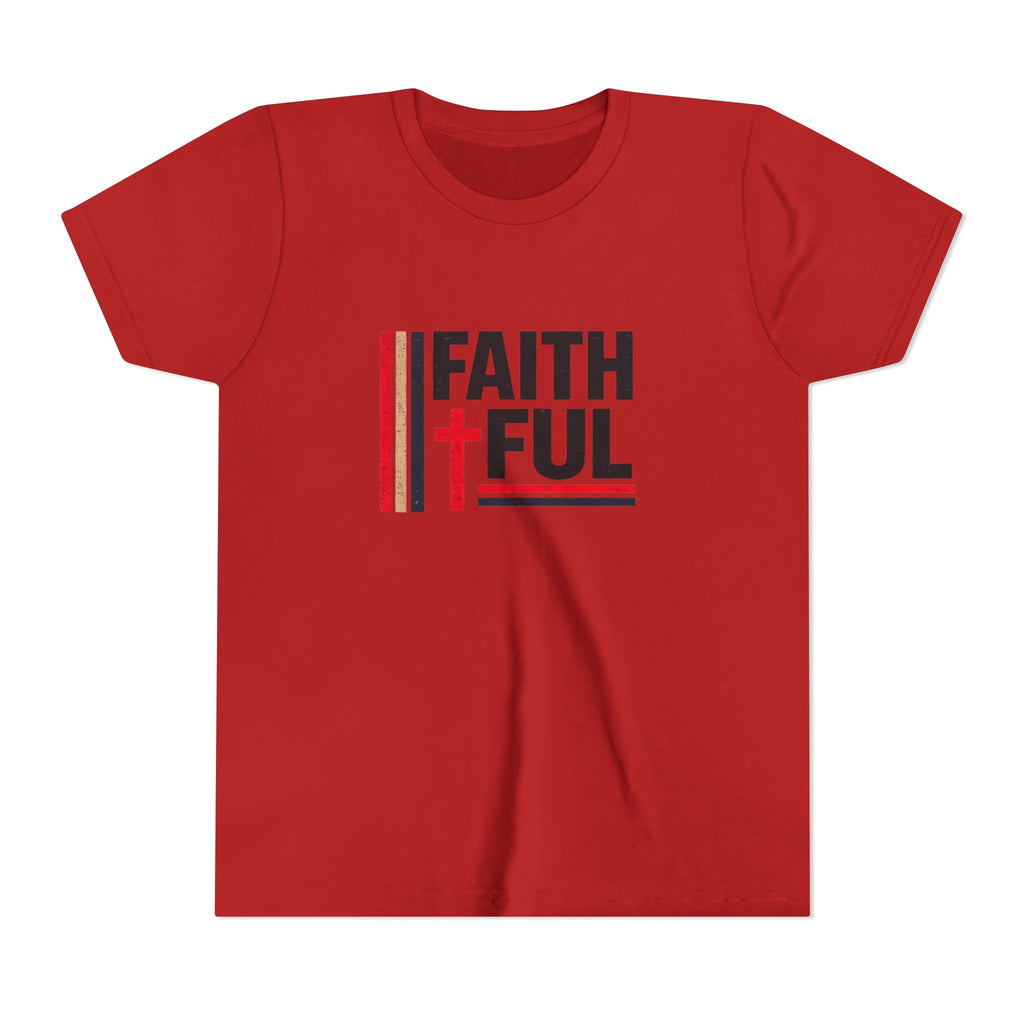 Boys Faithful Youth Tee — Christian Kids Shirt with Cross Graphic
