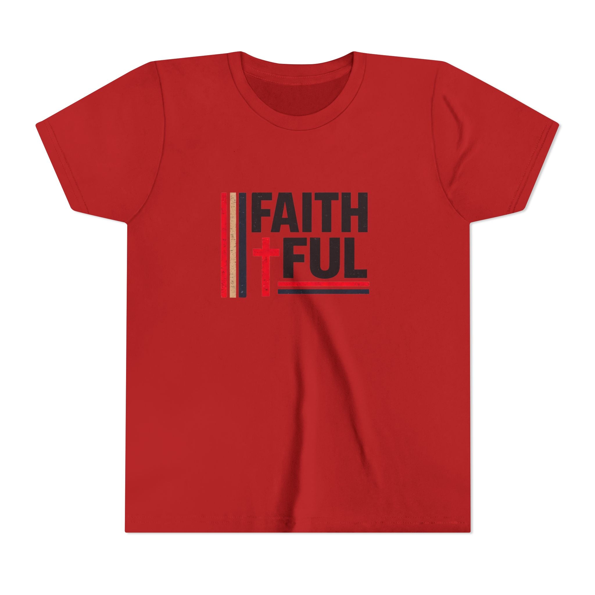Boys Faithful Youth Tee — Christian Kids Shirt with Cross Graphic