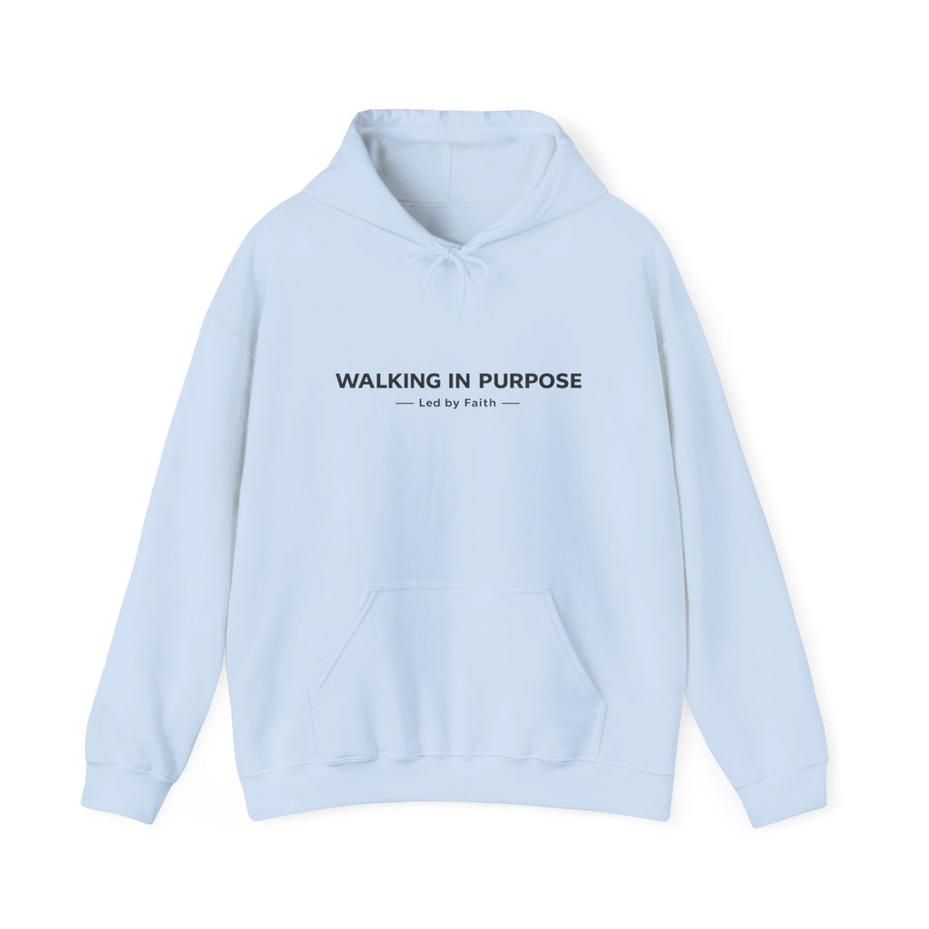 Mens "Walking in Purpose" Hoodie — Minimal Inspirational Christian Sweatshirt