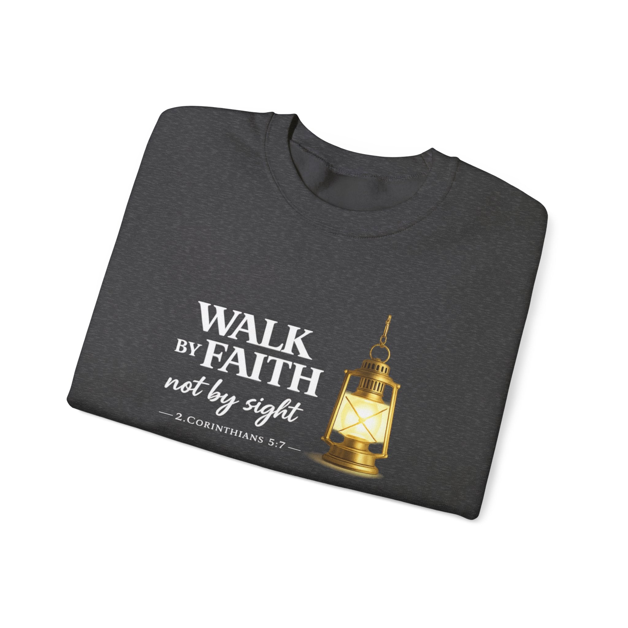 Womens "Walk By Faith Not By Sight" Classic White Crewneck Sweatshirt