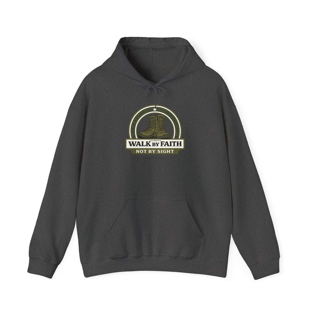Mens Walk By Faith Hoodie – Inspirational Christian Faith Sweatshirt