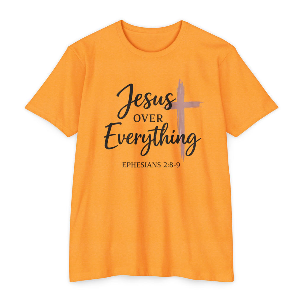 Womens Jesus Over Everything T-Shirt — Christian Faith Tee (Ephesians 2:8-9)