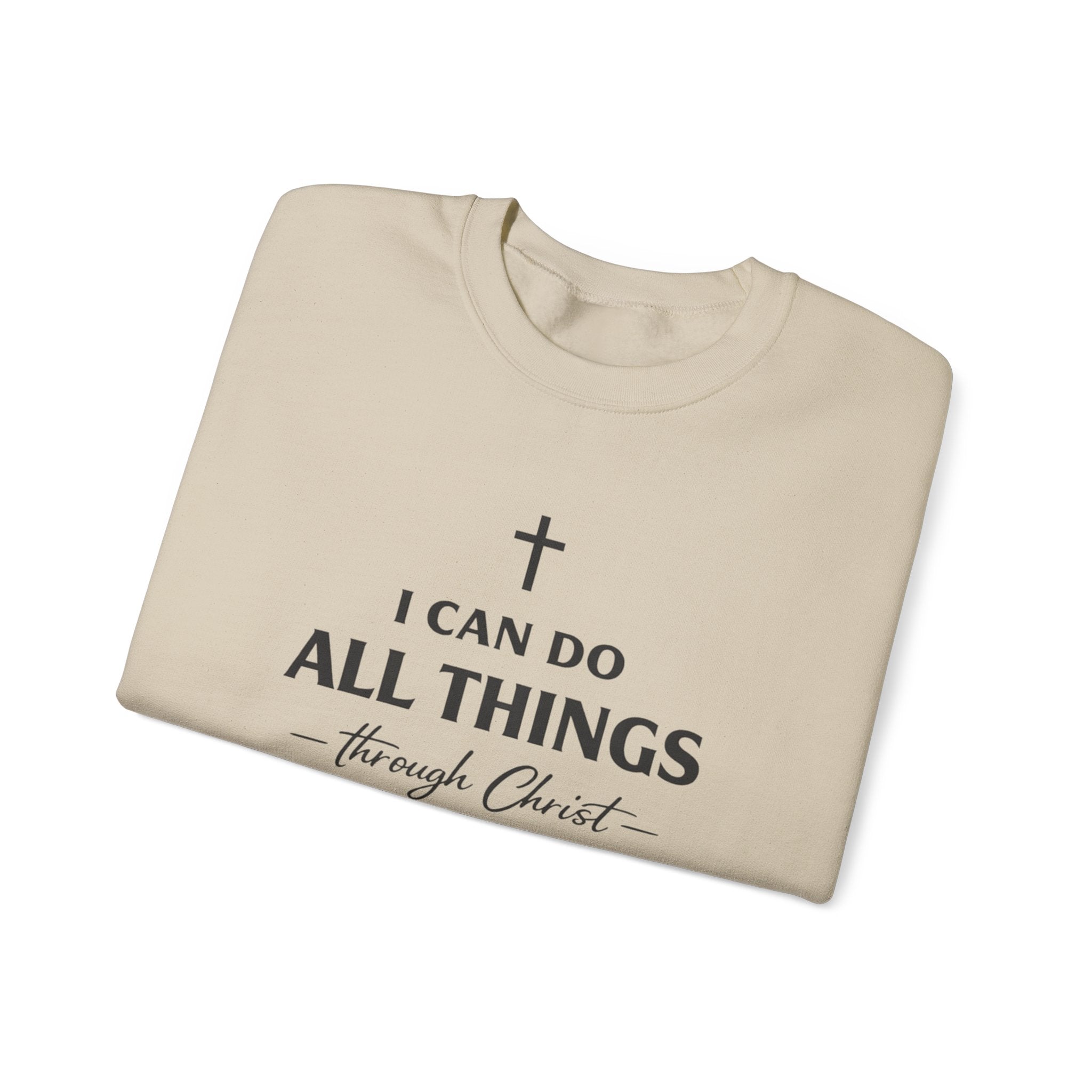 Womens Christian Crewneck Sweatshirt - "I Can Do All Things Through Christ" Inspirational Faith Pullover