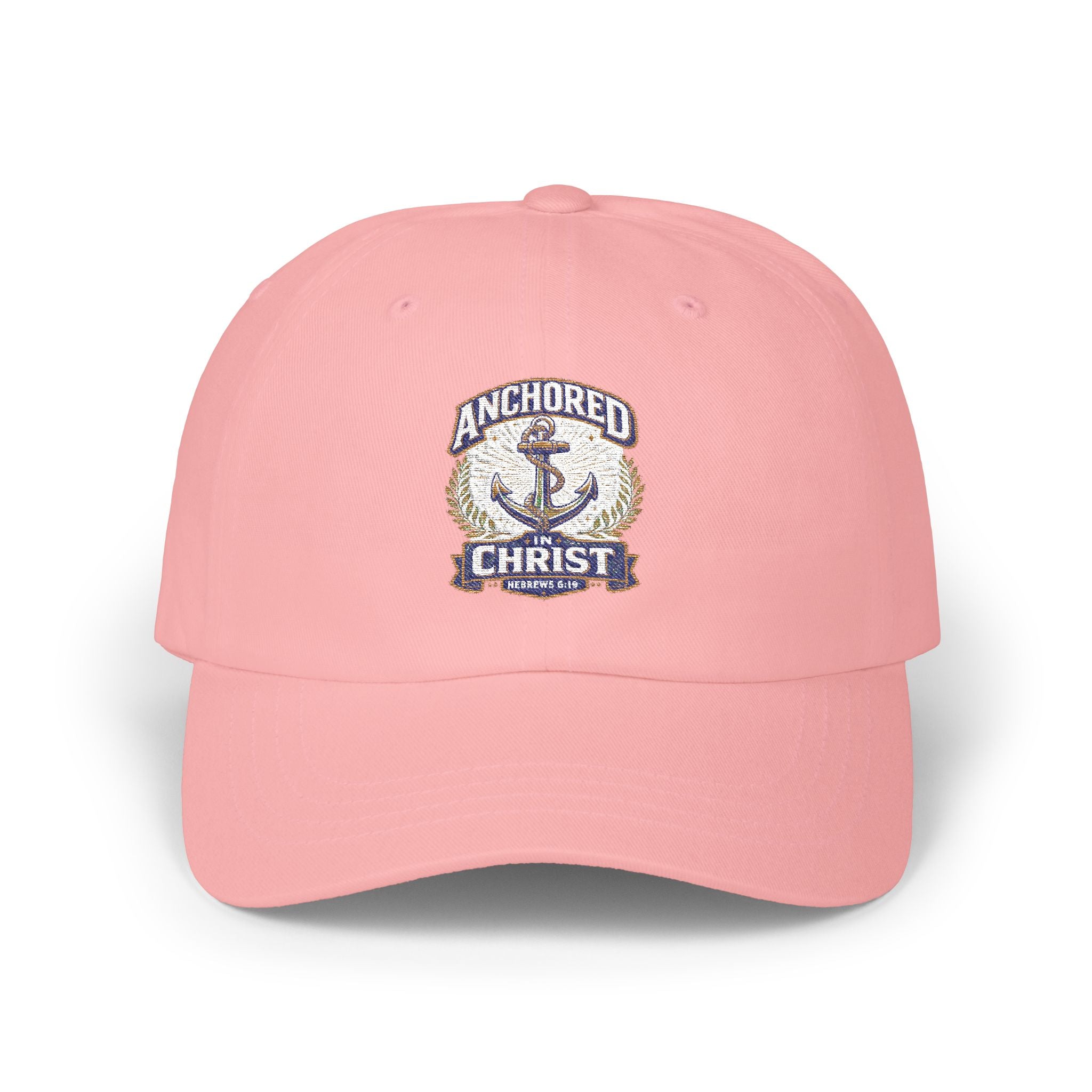Anchored in Christ Dad Cap — Embroidered Anchor Christian Baseball Hat