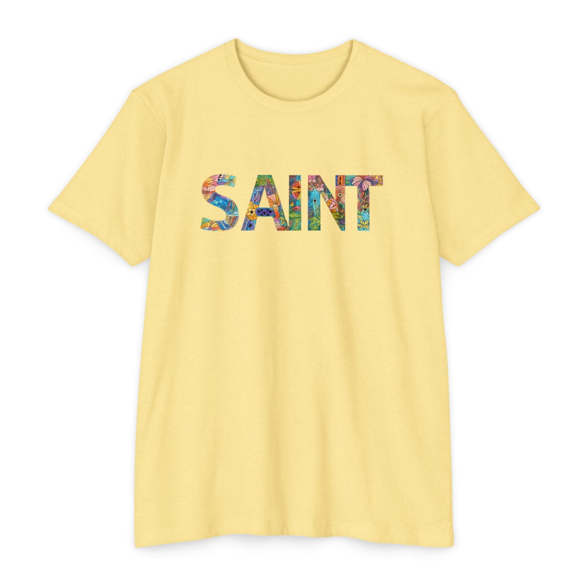 Womens Saint Floral Print T-shirt | 'SAINT' Flower Lettering Tee