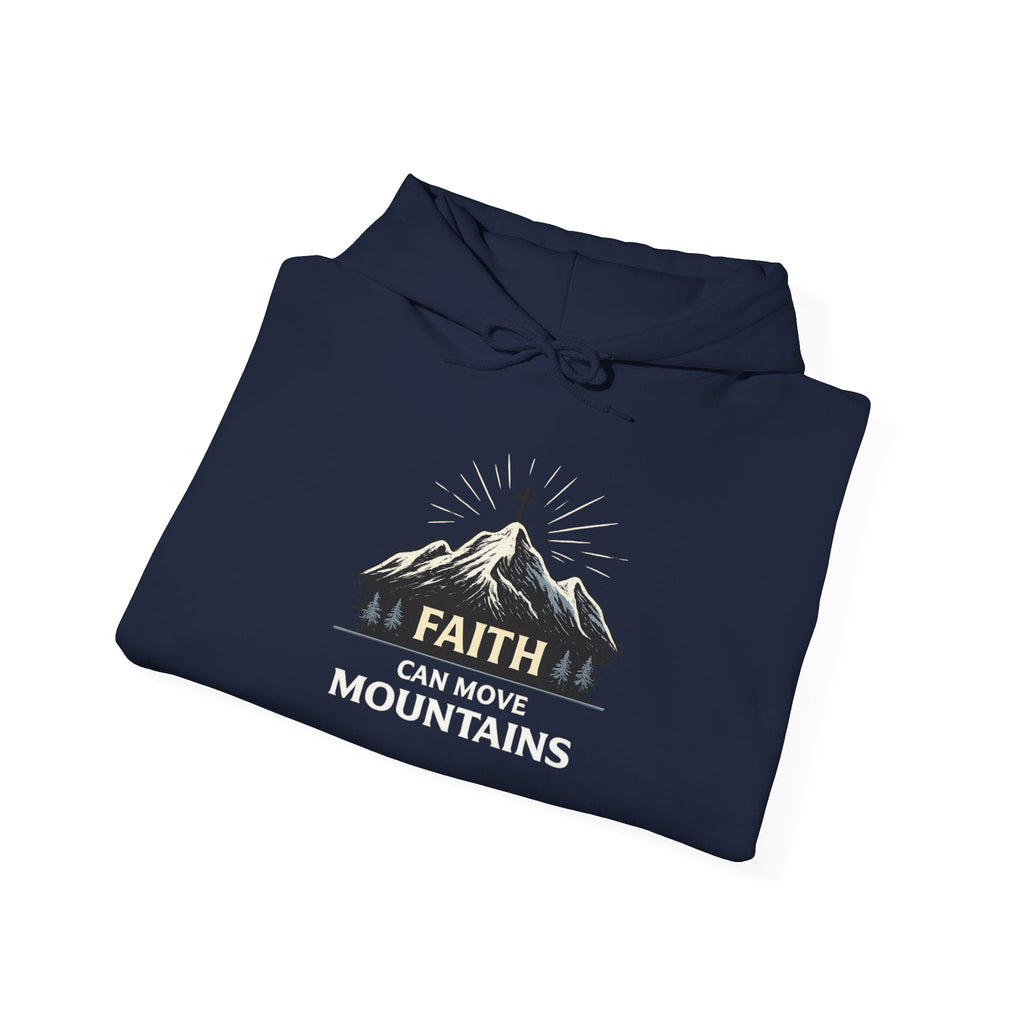 Womens Faith Can Move Mountains Hoodie — Christian Inspirational Mountain Graphic Hoodie