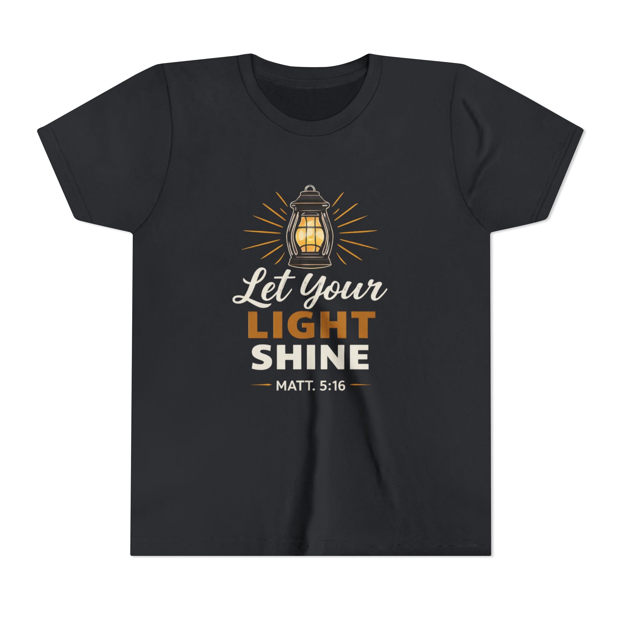 Boys Youth Tee — "Let Your Light Shine" Christian Lantern Shirt (Matt. 5:16)