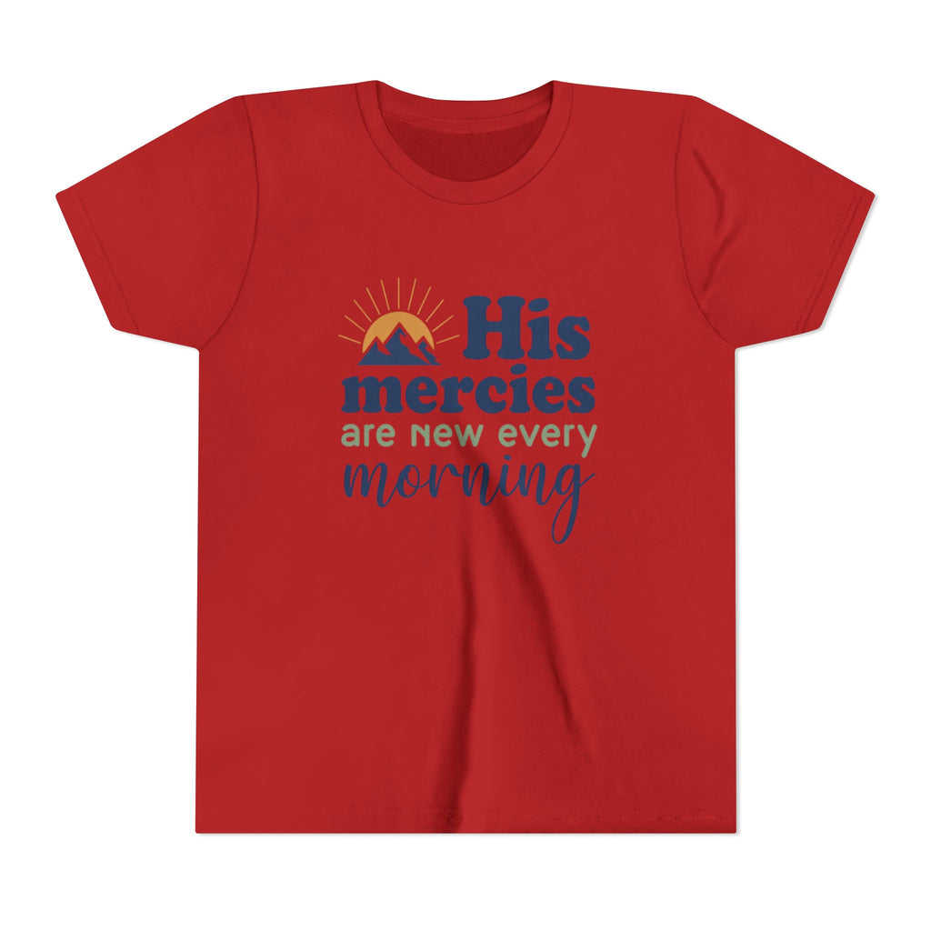 Boys Tee “His Mercies Are New Every Morning” Christian Faith Kids Shirt