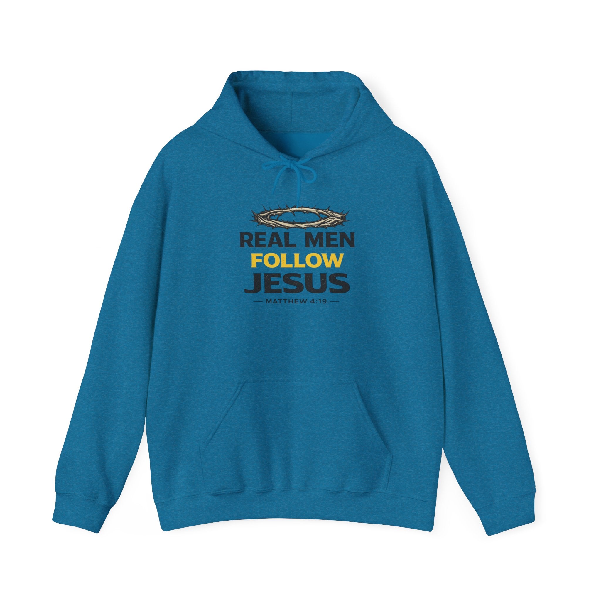Real Men Follow Jesus Hoodie — Christian Faith Sweatshirt (Matthew 4:19)