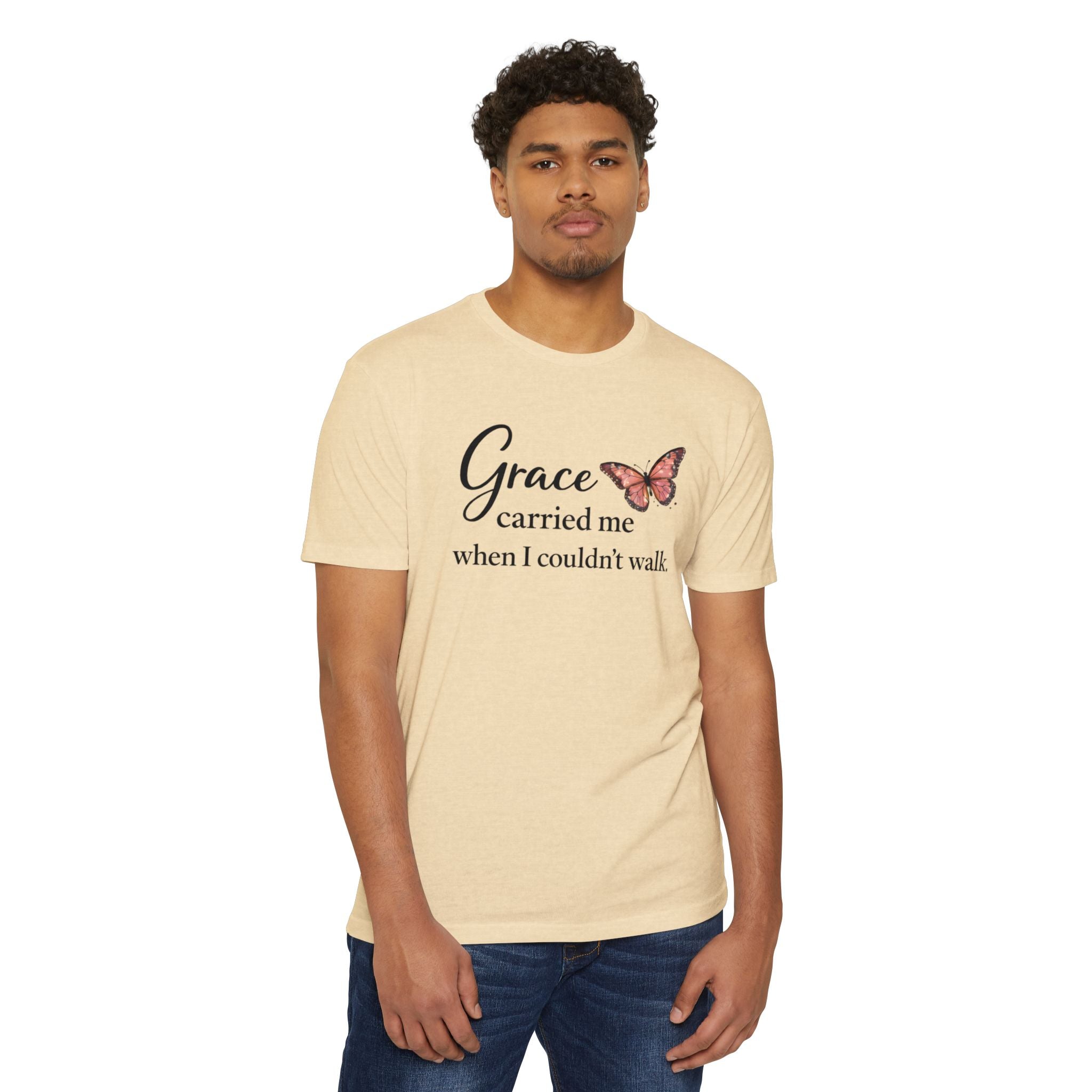 Grace Carried Me T-Shirt — Inspirational Butterfly Faith Tee
