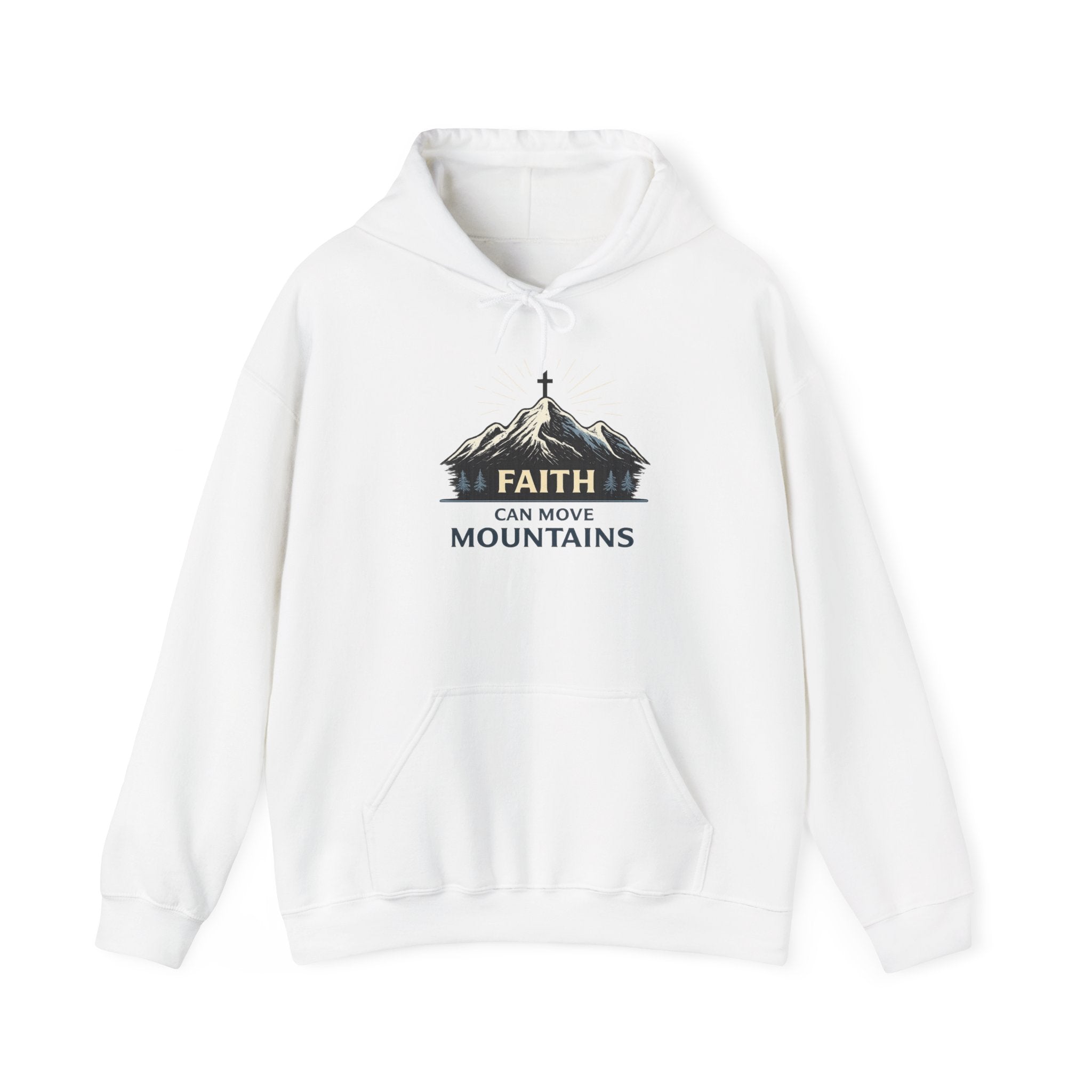 Womens Faith Can Move Mountains Hoodie — Christian Inspirational Mountain Graphic Hoodie