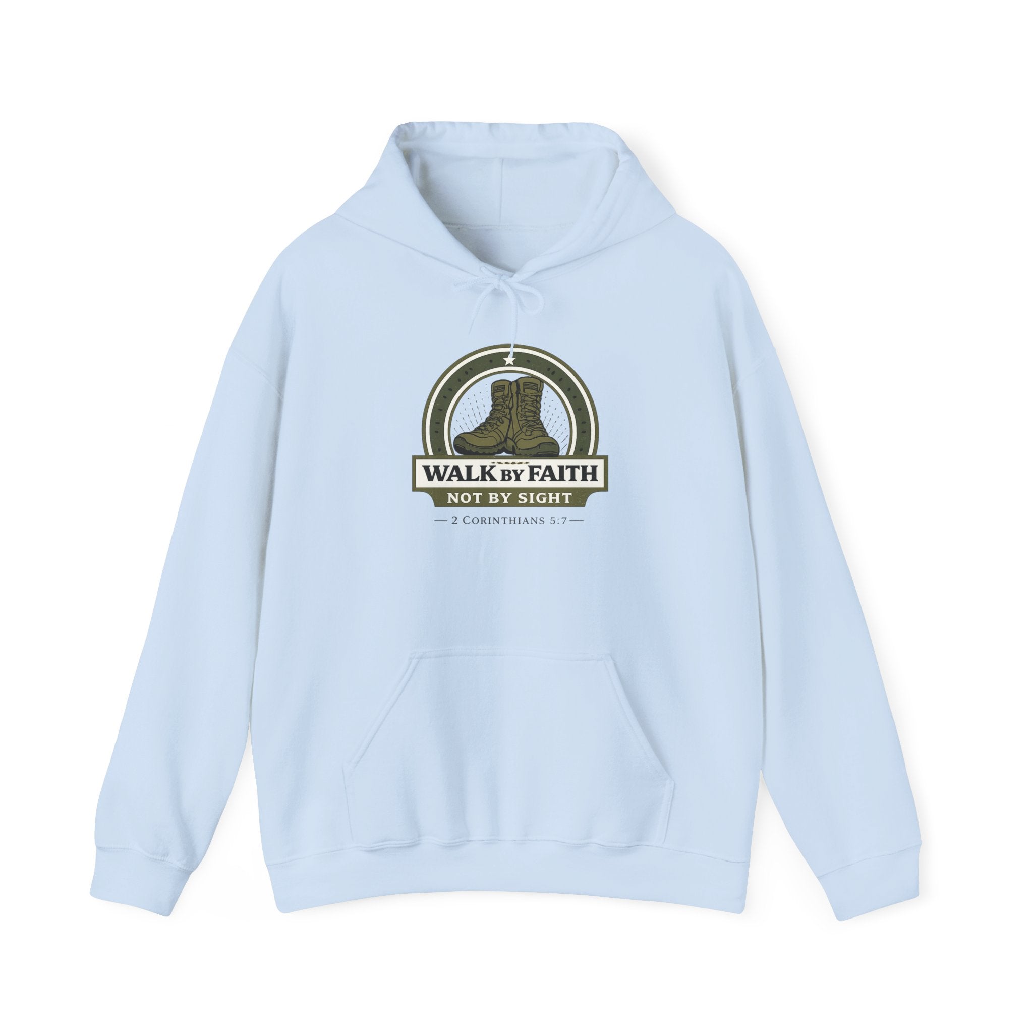 Mens Walk By Faith Hoodie – Inspirational Christian Faith Sweatshirt