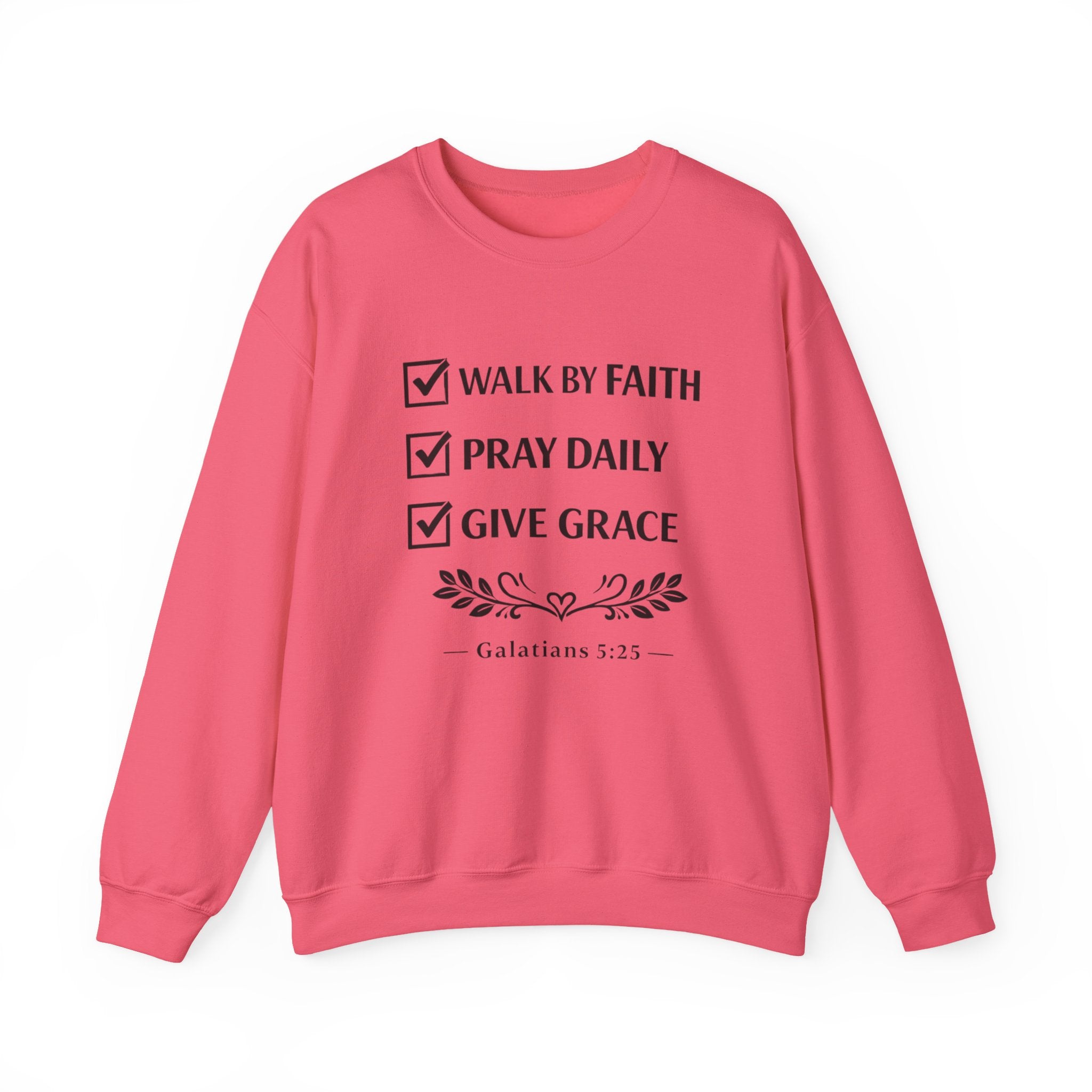 Women Faith Checklist Crewneck Sweatshirt — "Walk by Faith, Pray Daily, Give Grace"