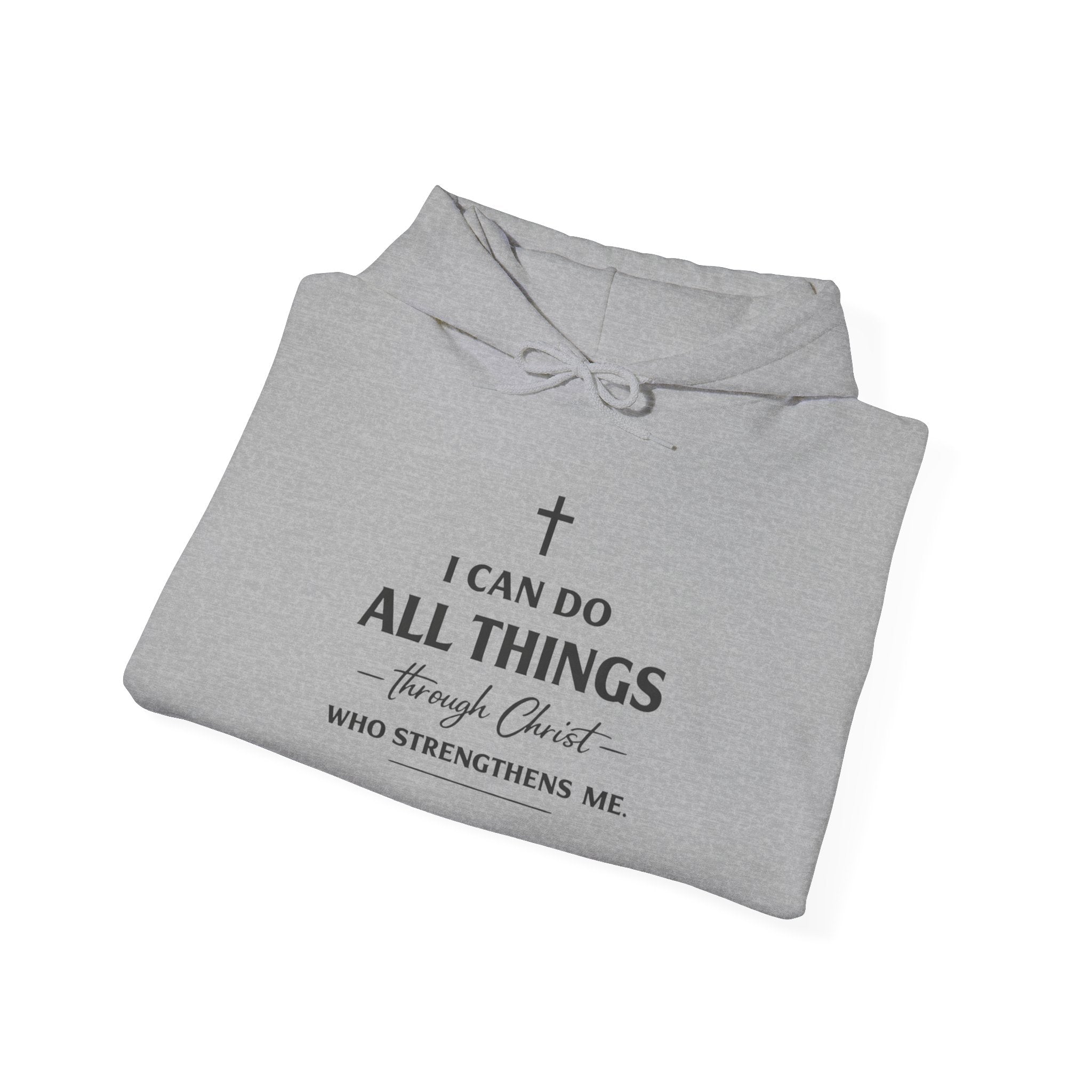 Mens Faith Hoodie – "I Can Do All Things Through Christ" Inspirational Christian Pullover