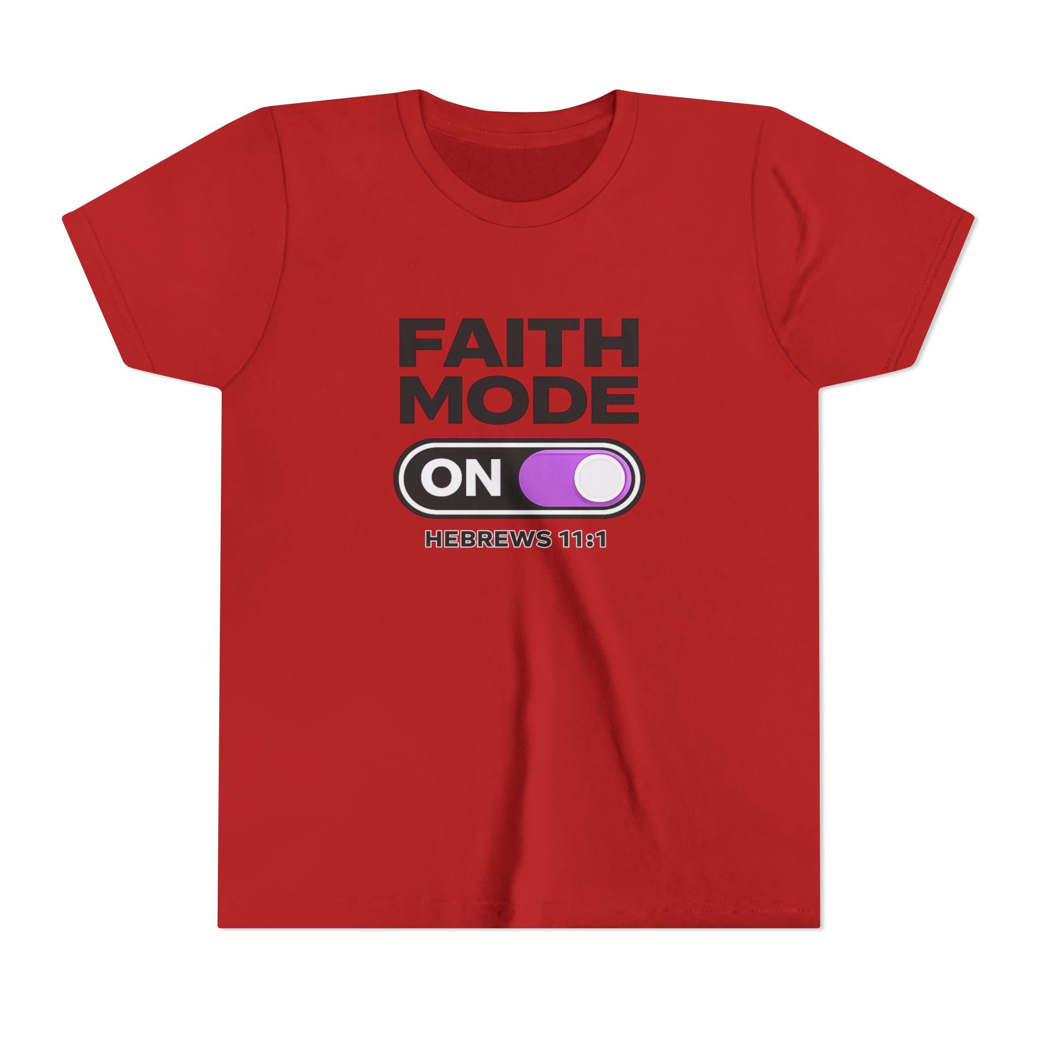 Faith Mode On Youth Tee — Hebrews 11:1 Christian Kids Shirt