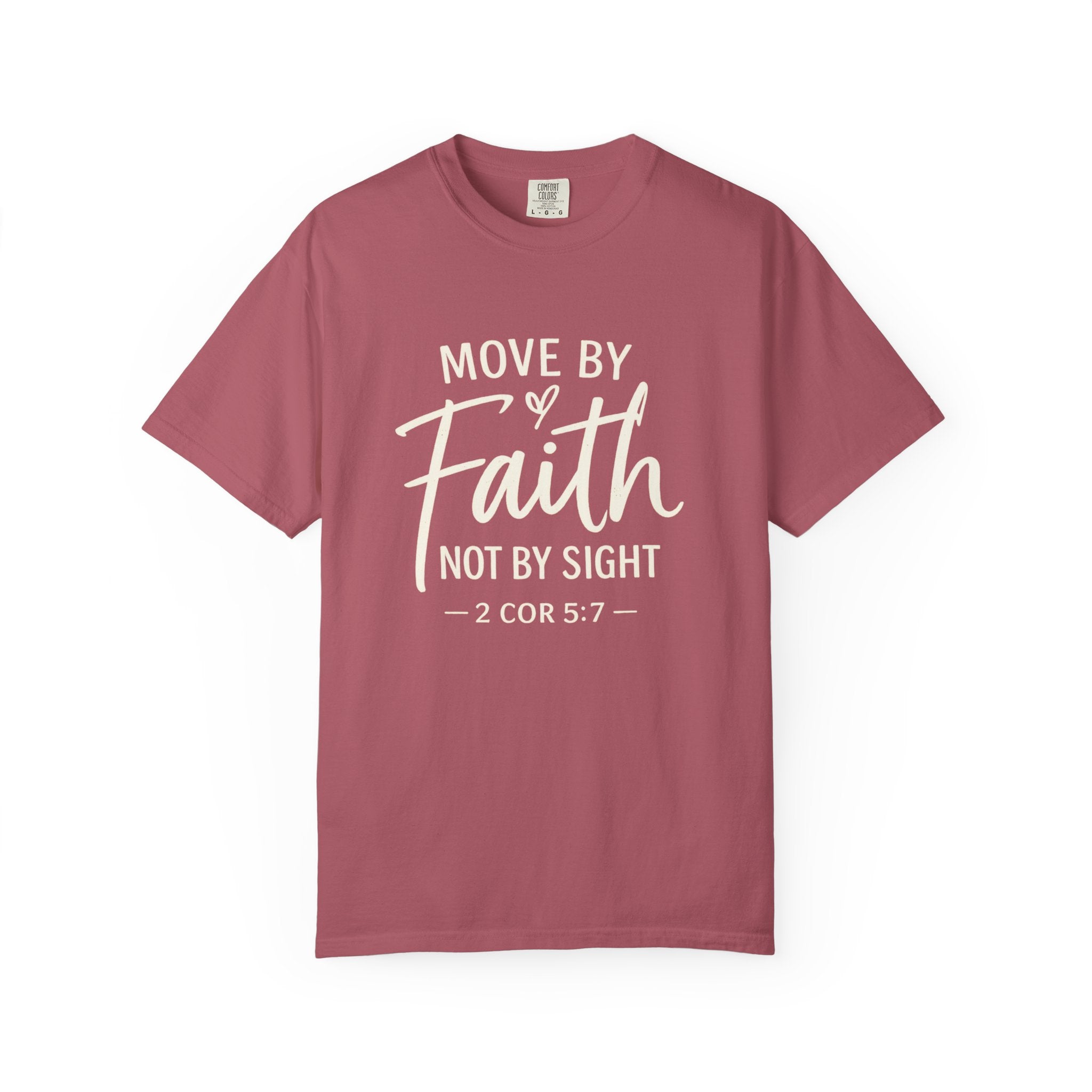 Move By Faith Not By Sight Minimal White Graphic Tee (Subtle Script Design)