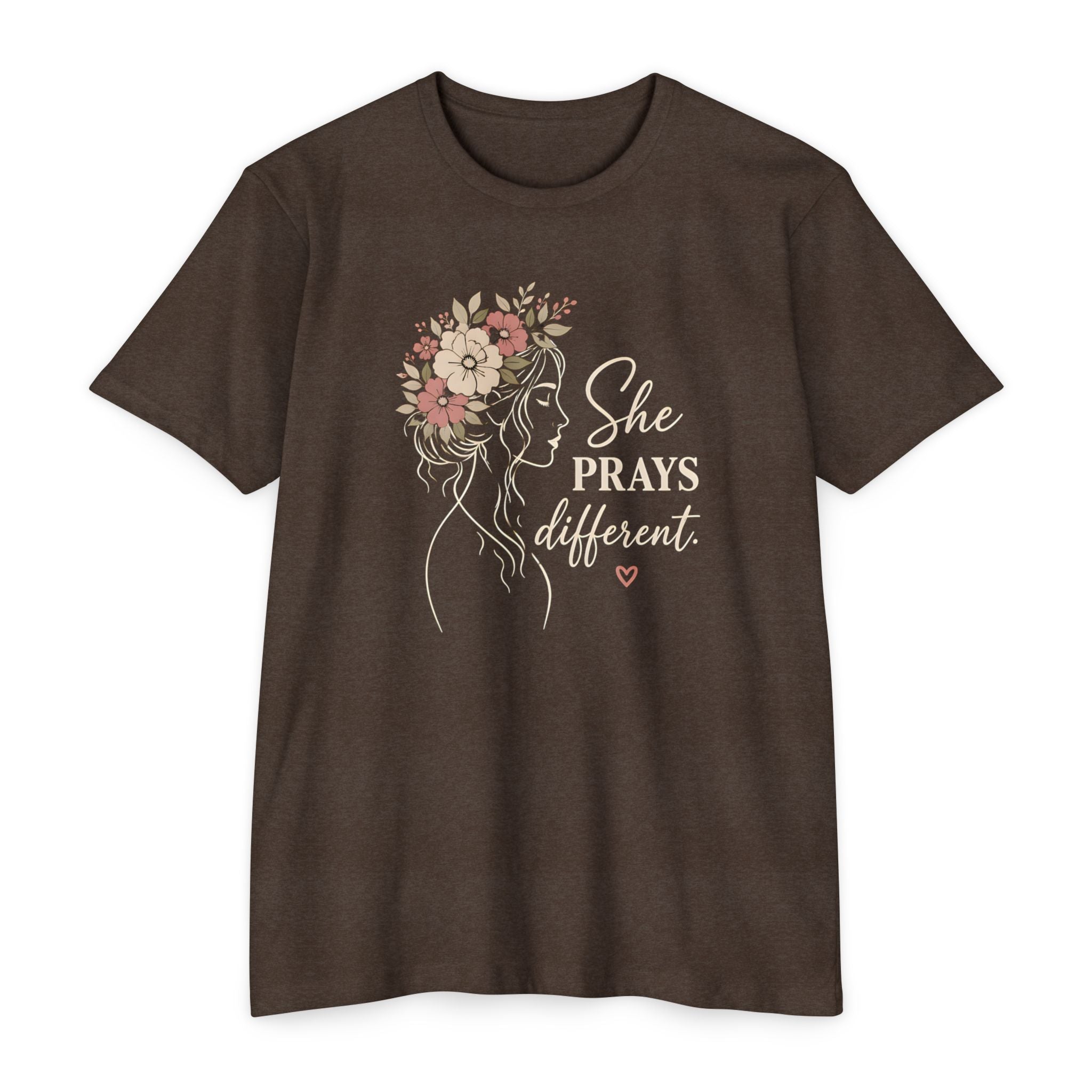 "She Prays Different" Floral Faith Tee