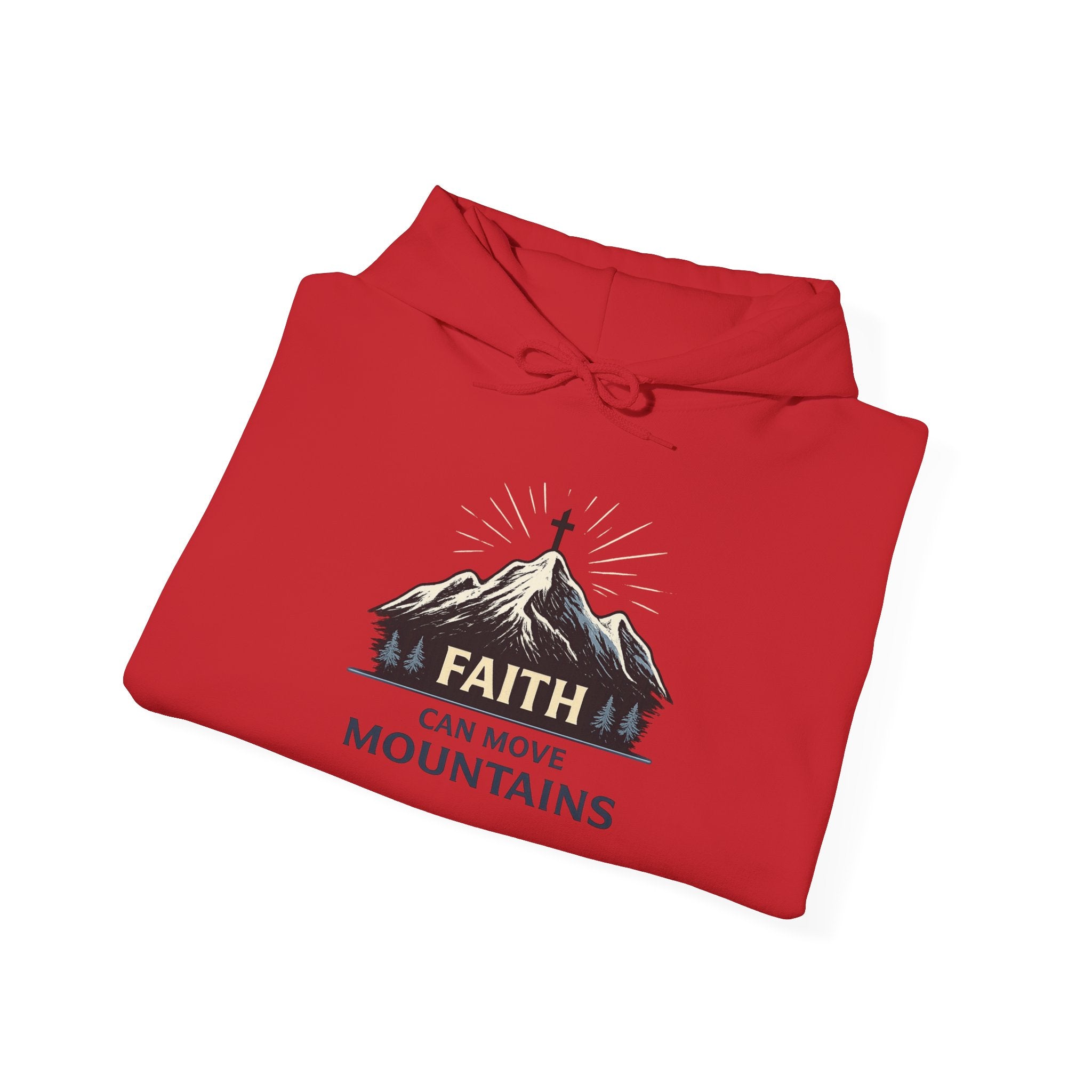 Womens Faith Can Move Mountains Hoodie — Christian Inspirational Mountain Graphic Hoodie
