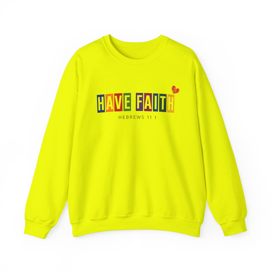 Have Faith Crewneck Sweatshirt — Colorblock Inspirational Hebrews 11:1 Pullover