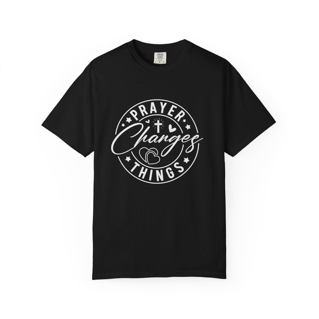 Prayer Changes Lives T-Shirt — Subtle Embossed Faith Graphic