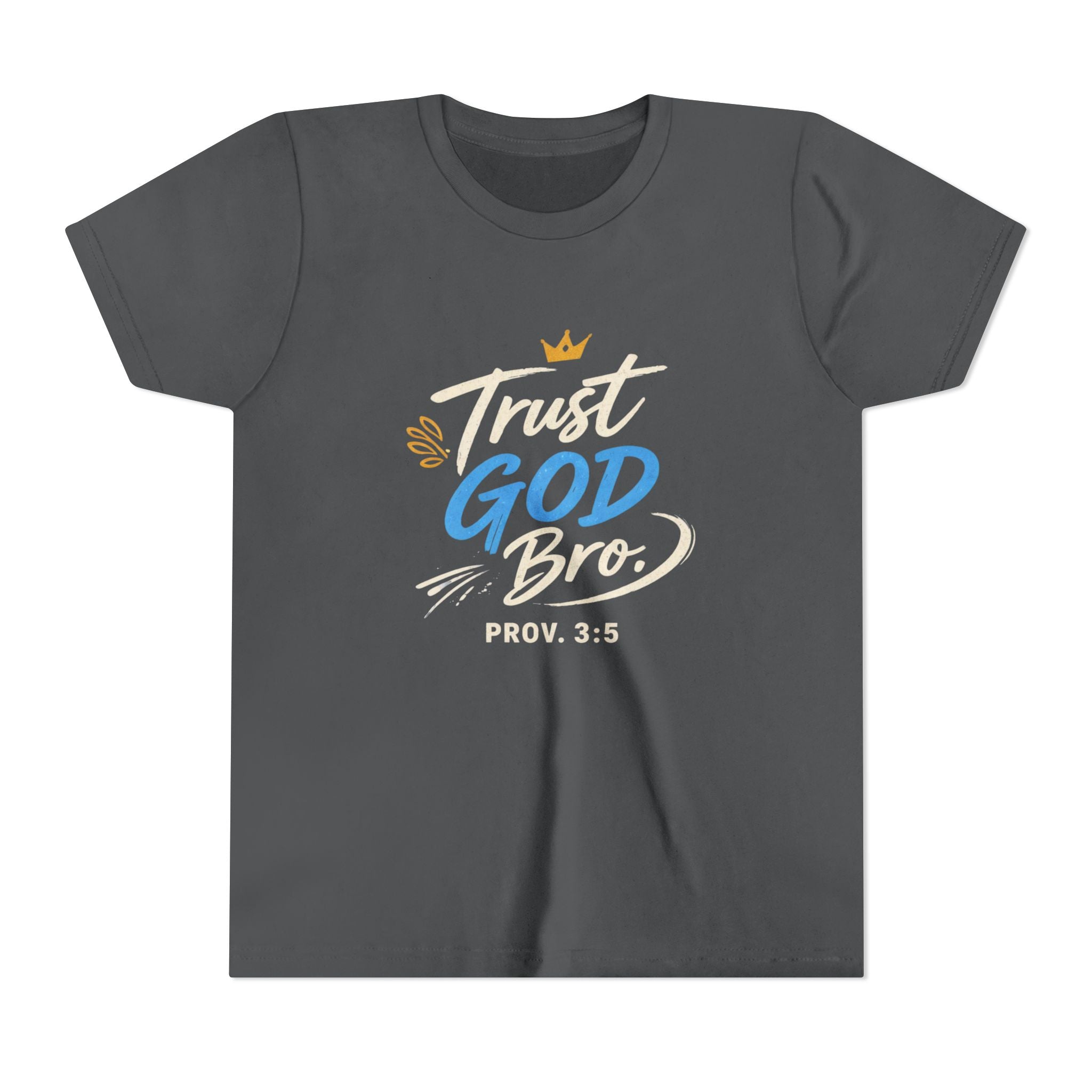 Boys Trust God Bro Youth Tee – Prov. 3:5 Faith Graphic Shirt
