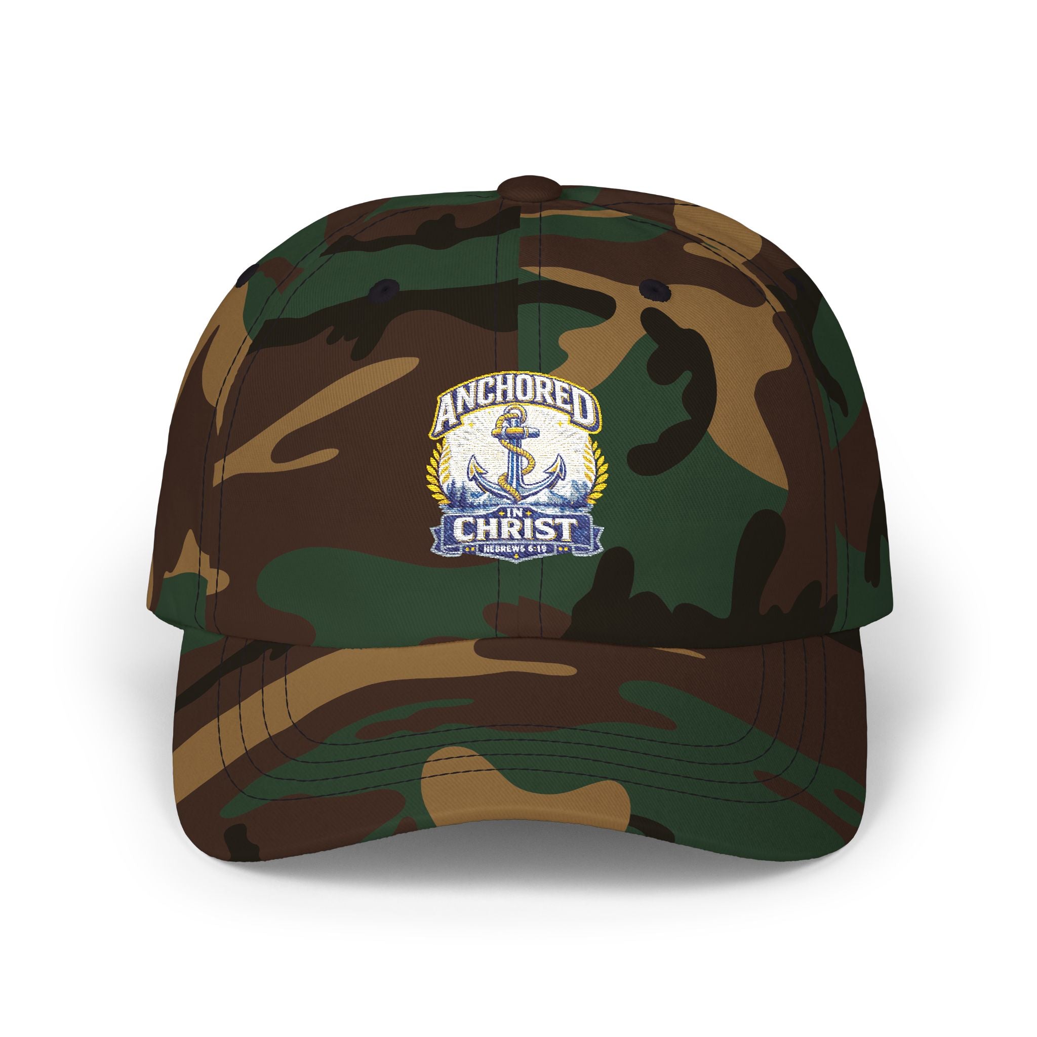 Anchored in Christ Dad Cap — Christian Anchor Baseball Hat