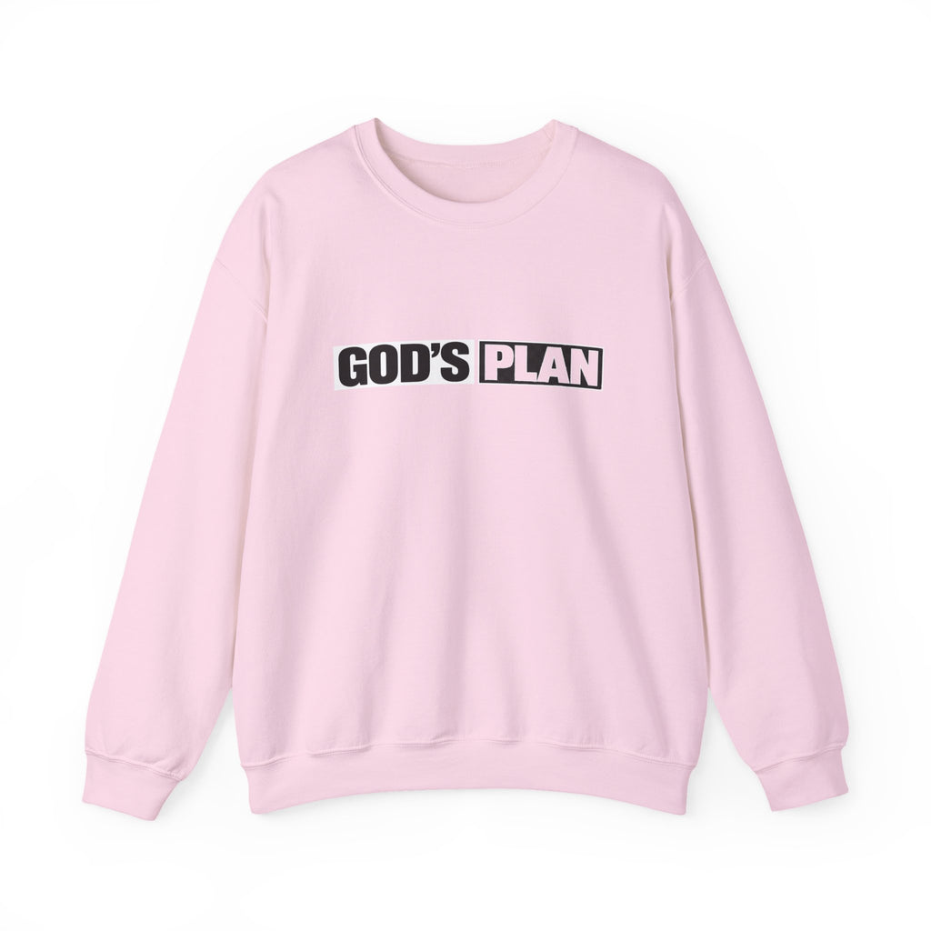 Crewneck Sweatshirt — "GOD'S PLAN" Bold Logo Faith Pullover