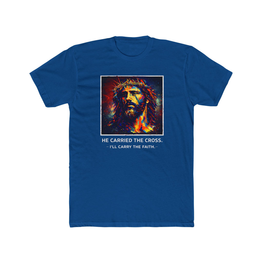 Mens 'He Carried the Cross, I'll Carry the Faith' Graphic Tee